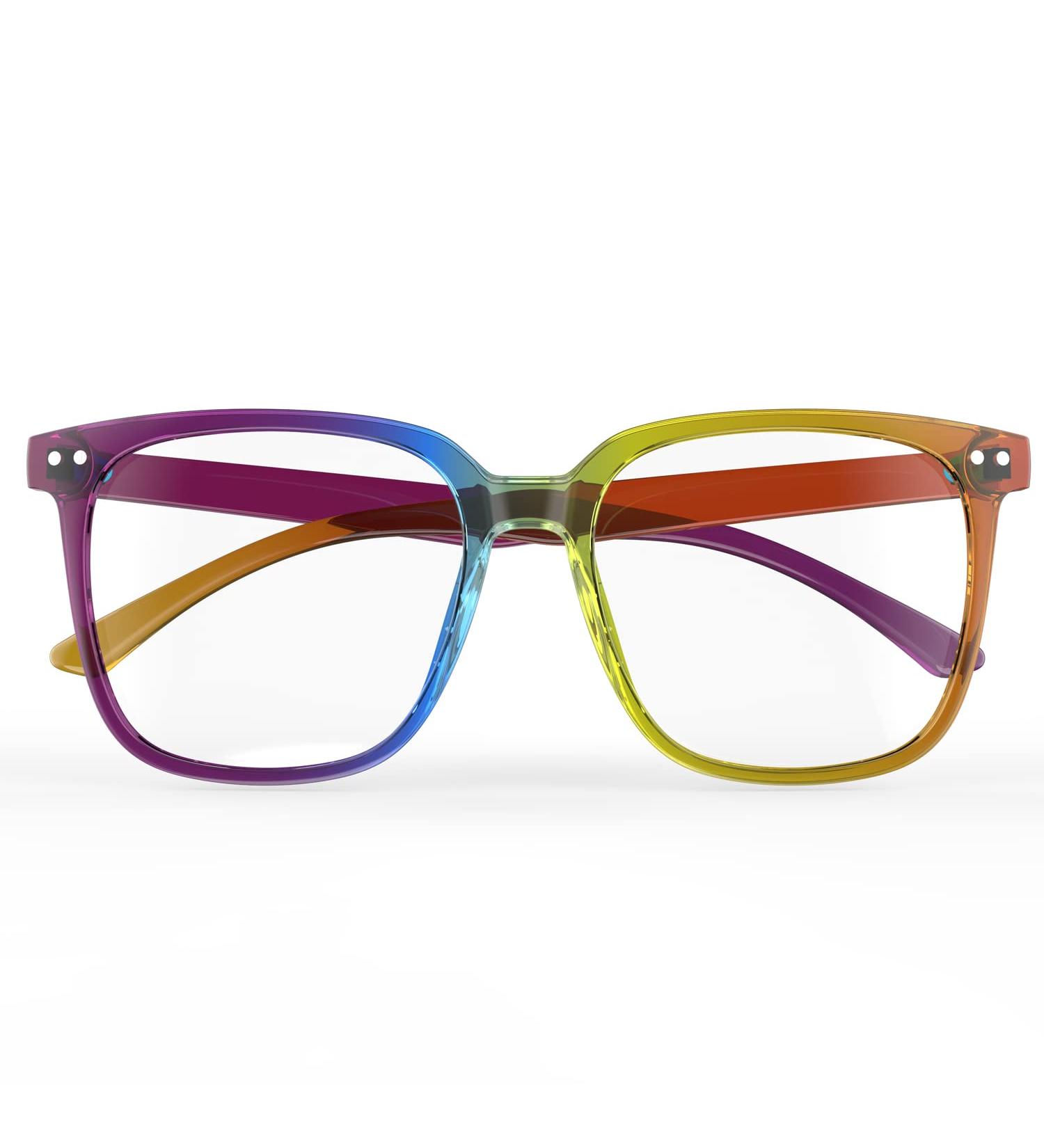 Women's Oversized Blue Light Blocking Glasses - Rainbow Design | Reading, Computer, Gaming Eye Protection - Buy Online on GoSupps.com