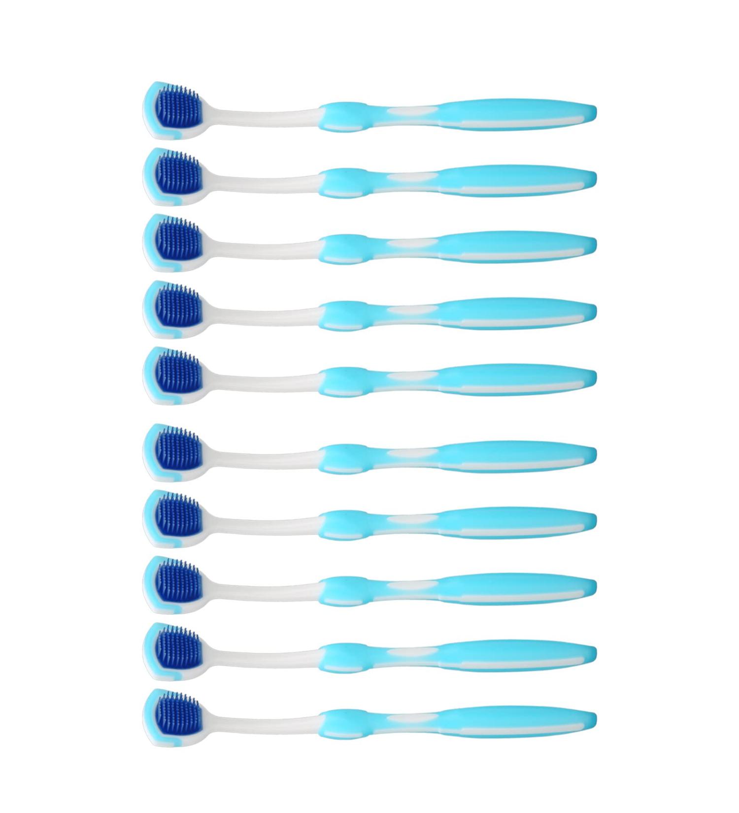 Buy Tongue Cleaner 10 Pack - Ergonomic Silicone Oral Hygiene Brush for Adults - Long Handle Blue - Buy Online on GoSupps.com