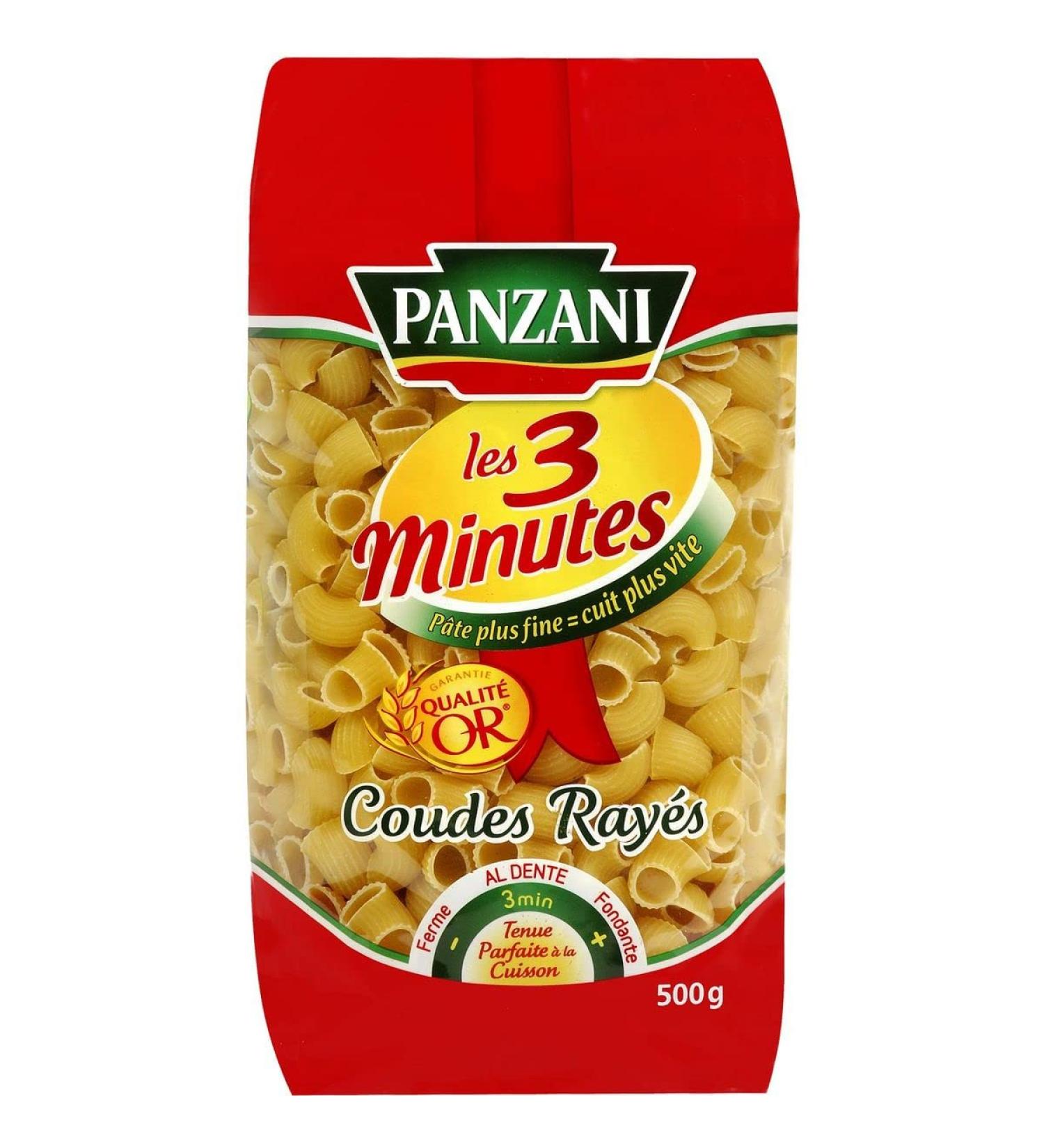 AUCHAN Pack of 3 units *** PANZANI Ribbed Elbows Quick Cooking 3min 500g