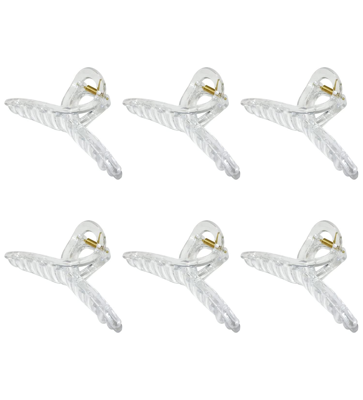 Honbay 6PCS Clear Plastic Hair Claw Clips - Non Slip Large Hair Clamps for Women | Stylish Hair Accessories for Thin to Thick Hair - Buy Online on GoSupps.com