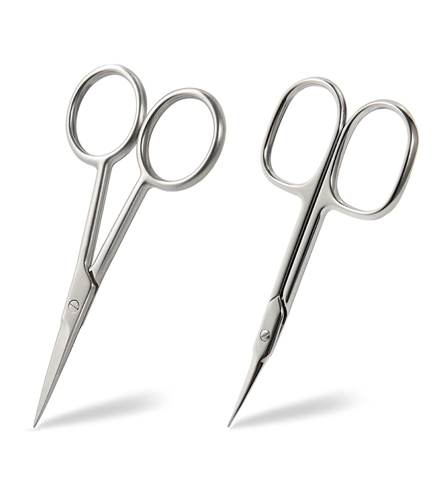 BEZOX 2pcs Scissors Set - Professional Nail, Cuticle, Eyebrow, Beard Trimming & Hair Cutting Scissors - Silver - Buy Online on GoSupps.com