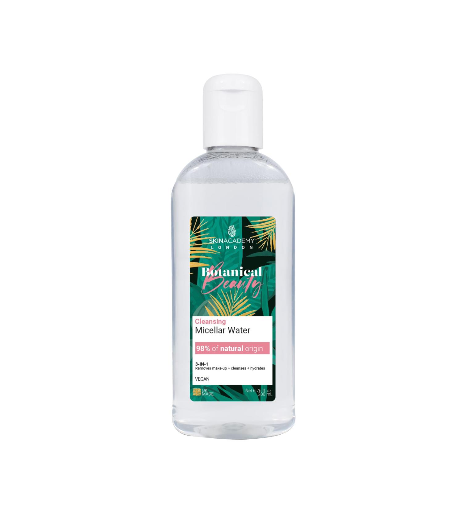 Skin Academy London | Botanical Beauty Micellar Cleansing Water | 98% Nature Derived | Vegan | 200ml