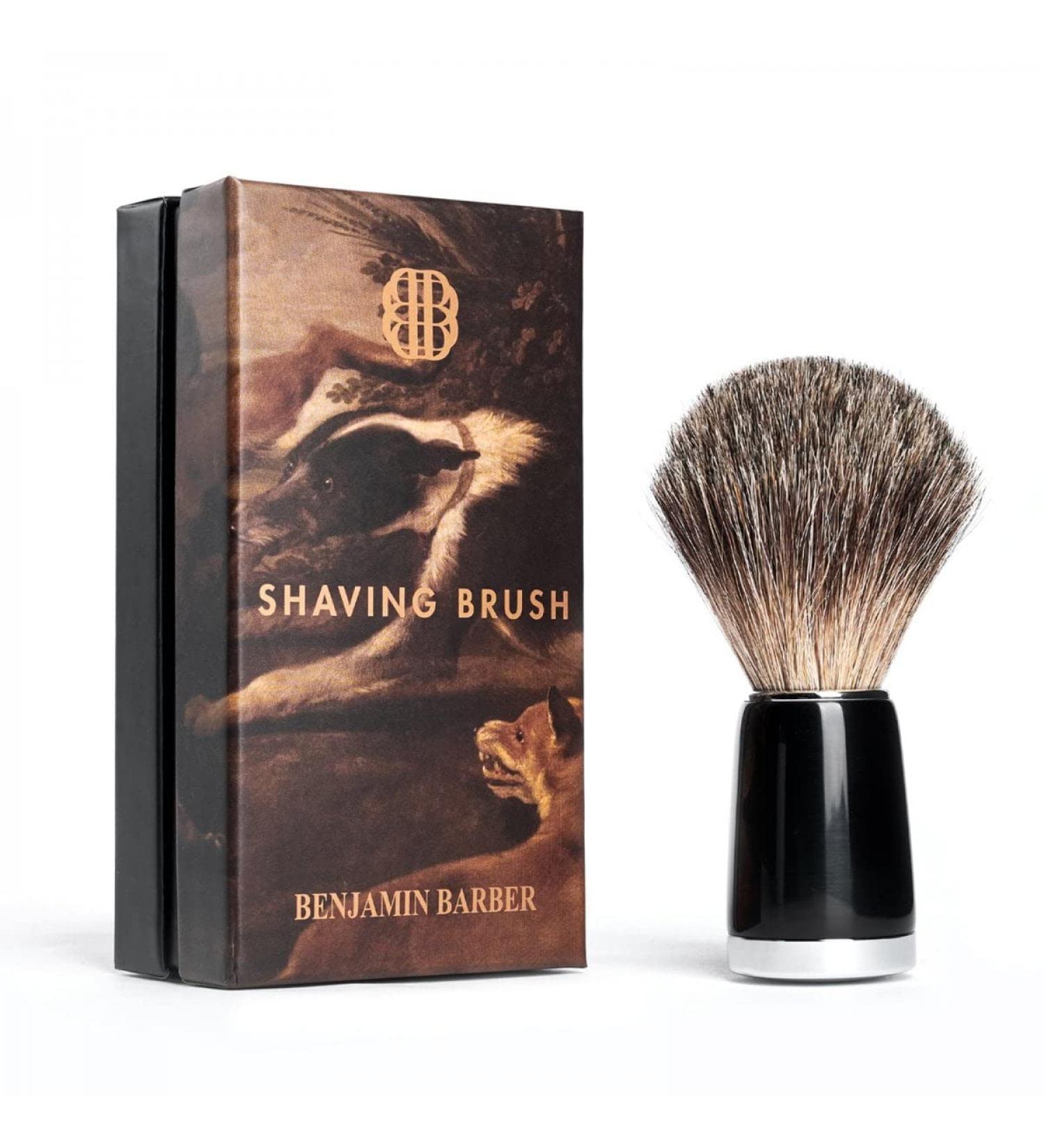 Benjamin Barber Classic Shaving Brush - Ebony with Steel Handle for a Smooth Gentle Shave | International Shipping Available - Buy Online on GoSupps.com