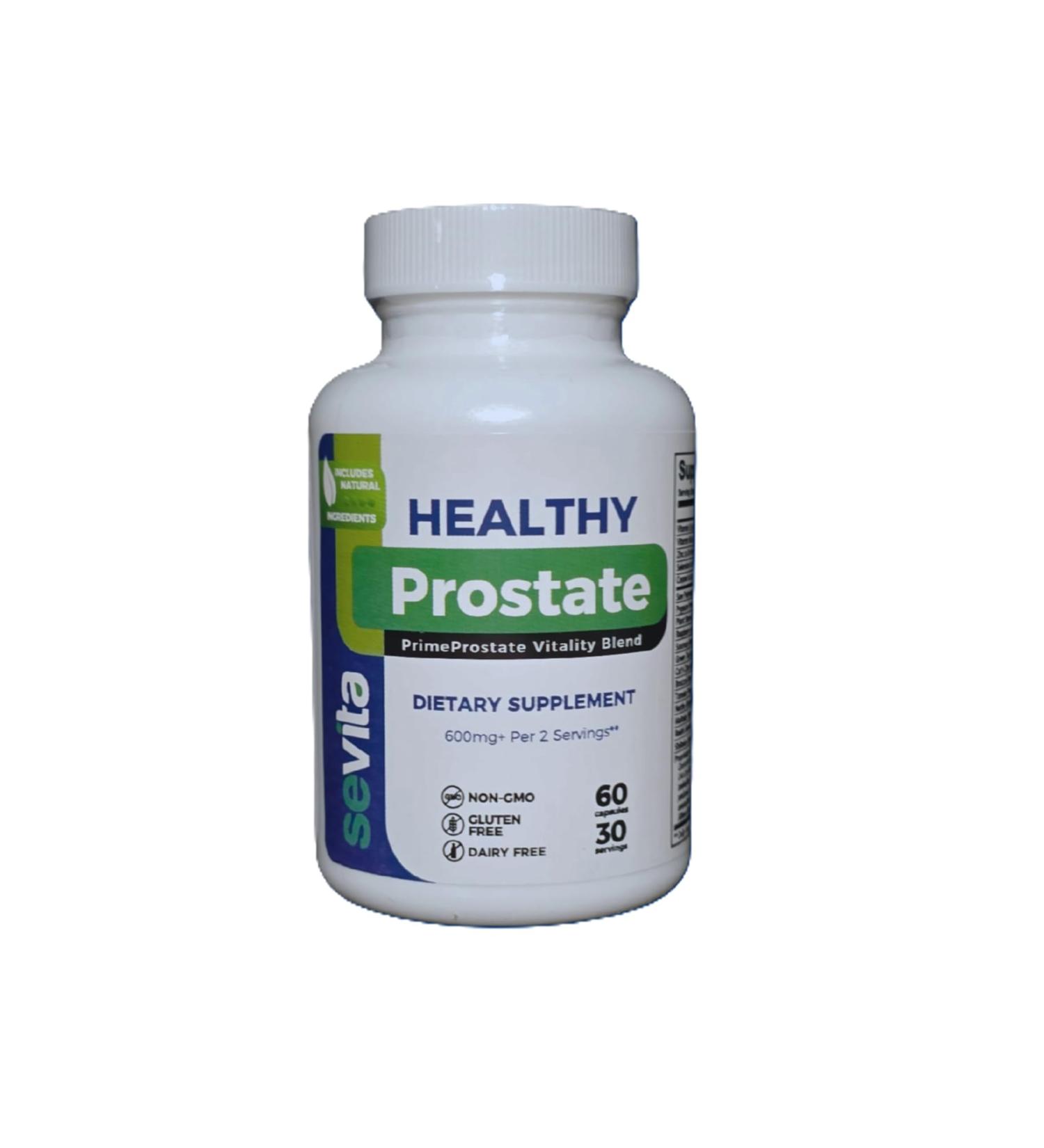 SEVITA Healthy Prostate Support Supplement Saw Palmetto Pygeum Zinc Copper & Vitamin B6 60 Vegeterian Capsules (30 Servings) Men's Wellness Formula - Buy Online on GoSupps.com