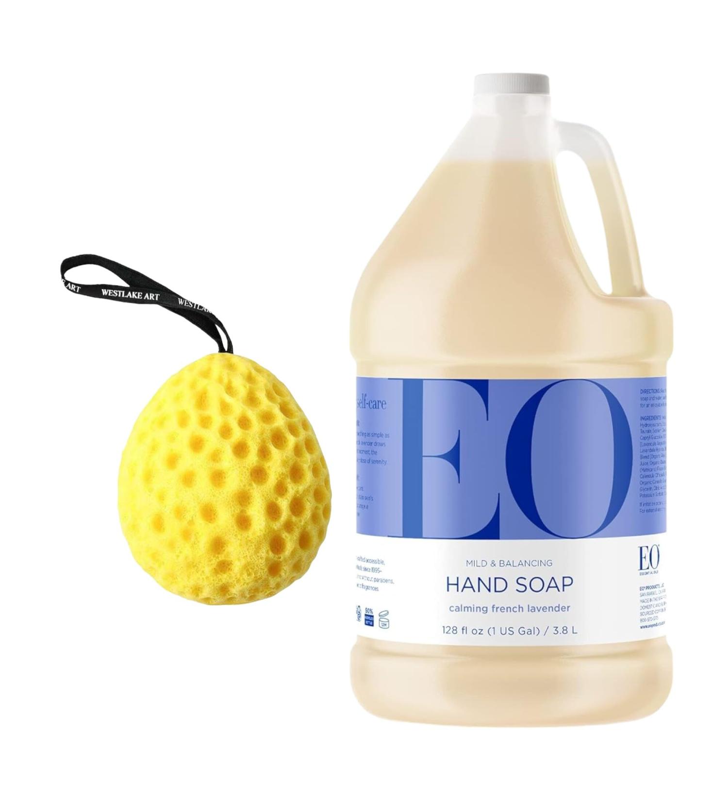 Liquid Hand Soap Refills with Bath Sponge | French Lavender Organic & Nourishing | Soothing Pack of 1 - Buy Online on GoSupps.com