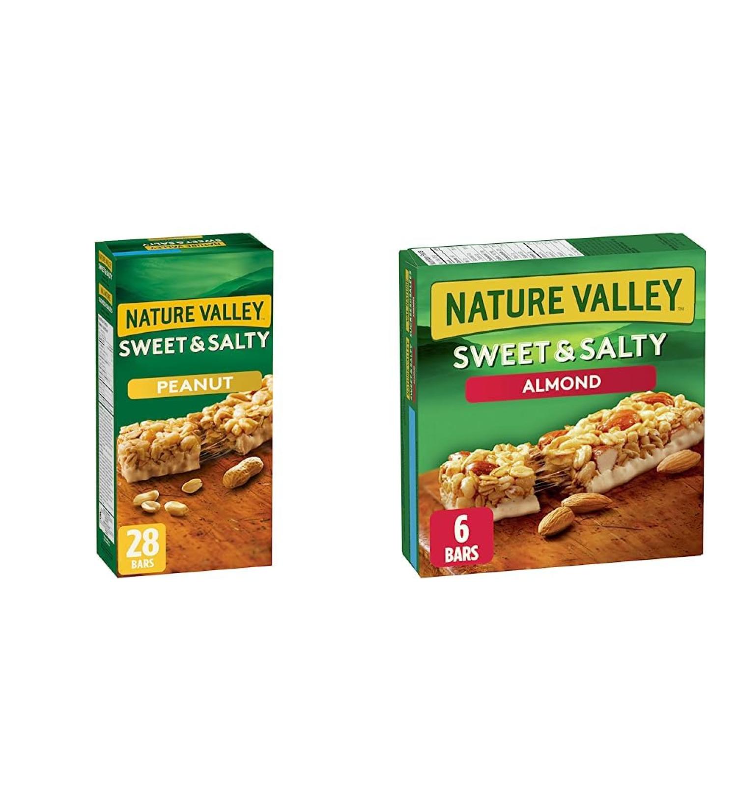 NATURE VALLEY - VALUE PACK - Sweet and Salty Peanut Chewy Nut Granola Bars 28 Bars 980 grams & Sweet & Salty Almond Granola Bars 6 Count - Buy Online on GoSupps.com