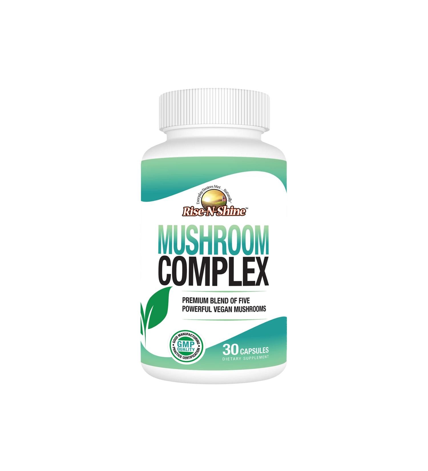 Rise-N-Shine Mushroom Complex Supplement for Clarity & Focus - Immune Support w/Lion s Mane Reishi Mushroom Chaga Maitake & Shiitake Mushroom - 30 Day Supply - 30 Capsules - Buy Online on GoSupps.com