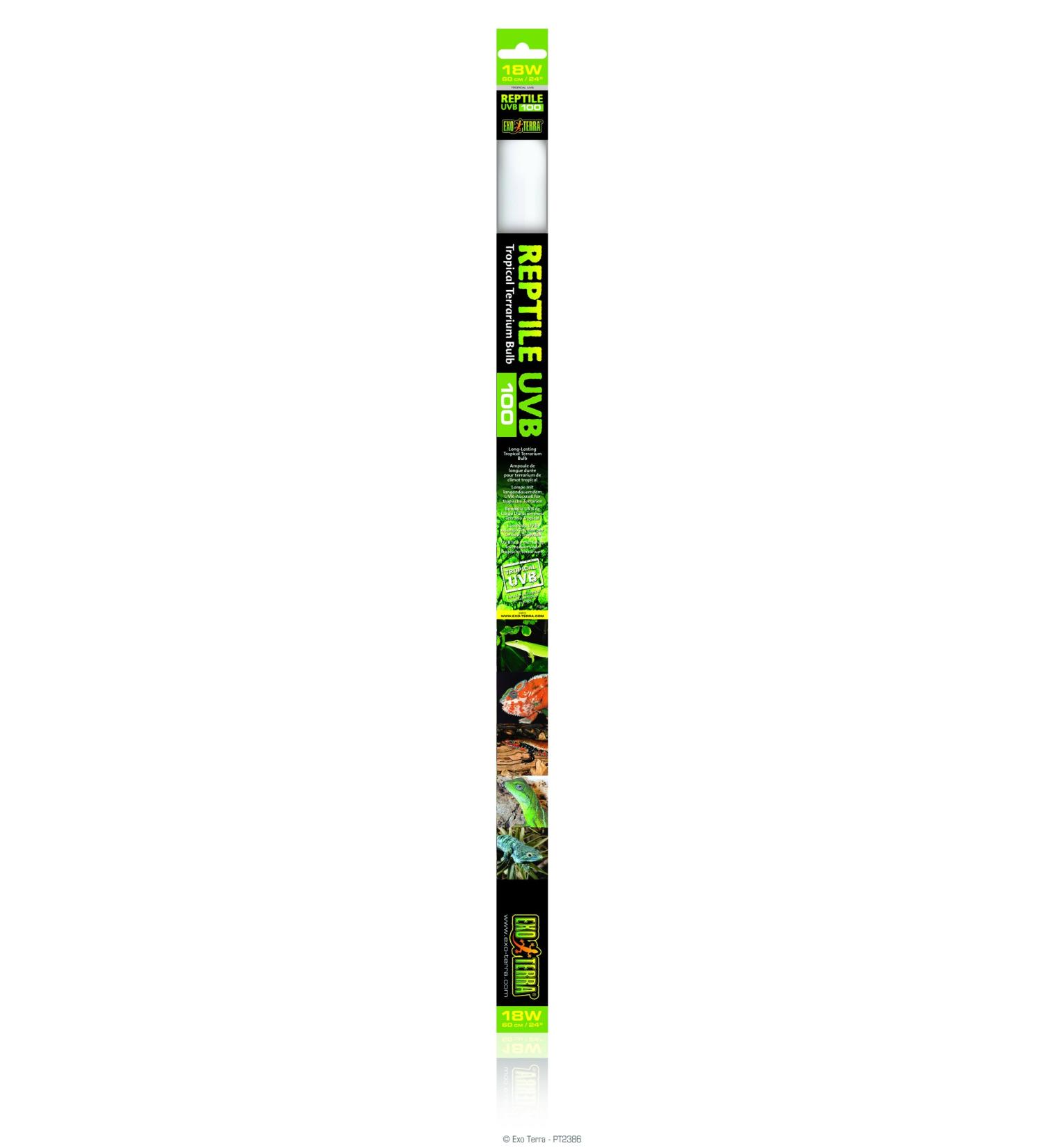 Exo Terra Reptile UVB 100 - 14W T8 Fluorescent Tube for Tropical & Subtropical Reptiles | 38cm Green - Buy Online on GoSupps.com