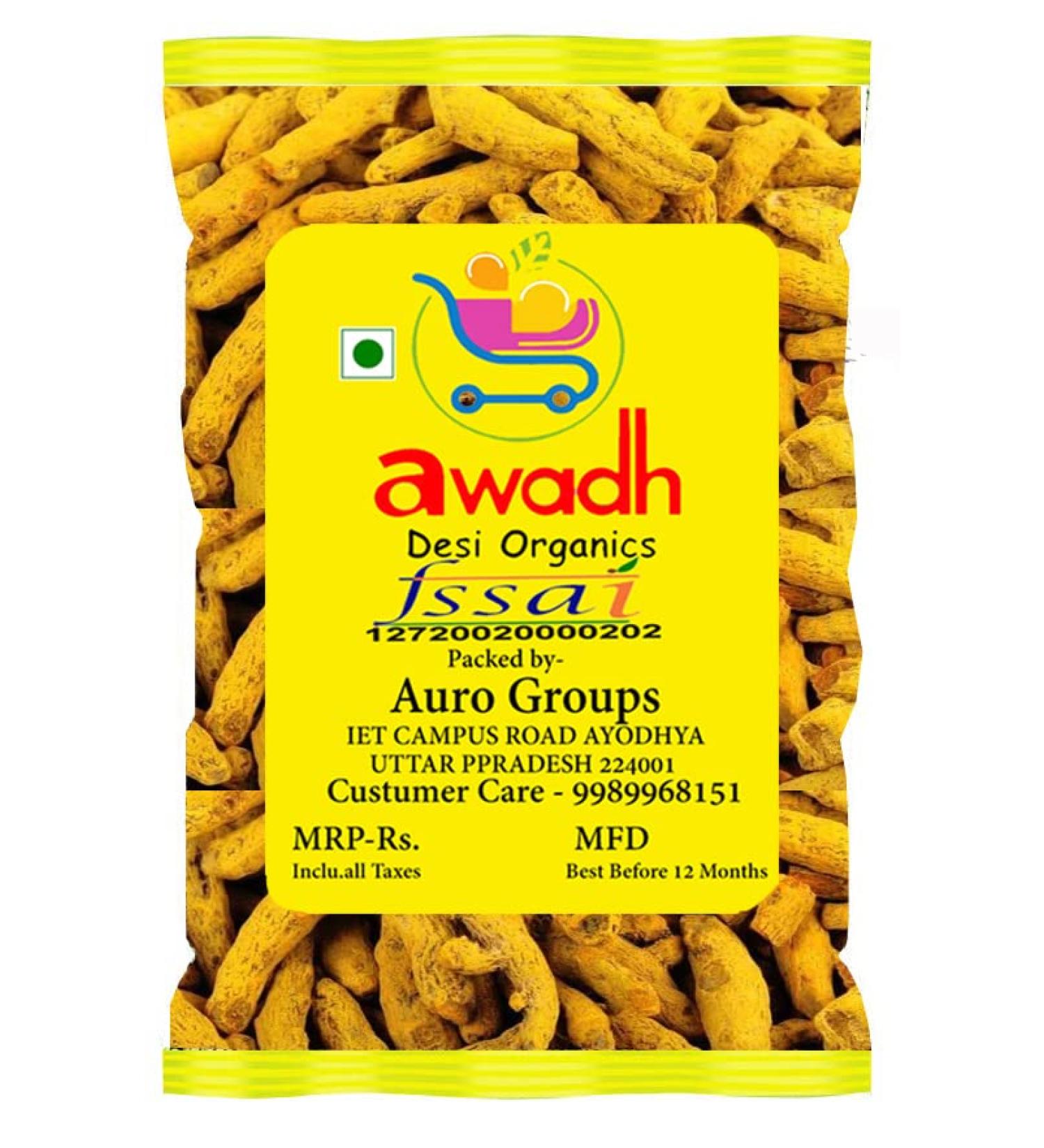 AWADH- Organic Nature Whole Turmeric 400g | Sticks Haldi | Gatiya Sabut Haldi | Whole Haldi | Desi Haldi | Puja Haldi | Whole Pasupu | Whole Spices | Sabut Masale - Buy Online on GoSupps.com