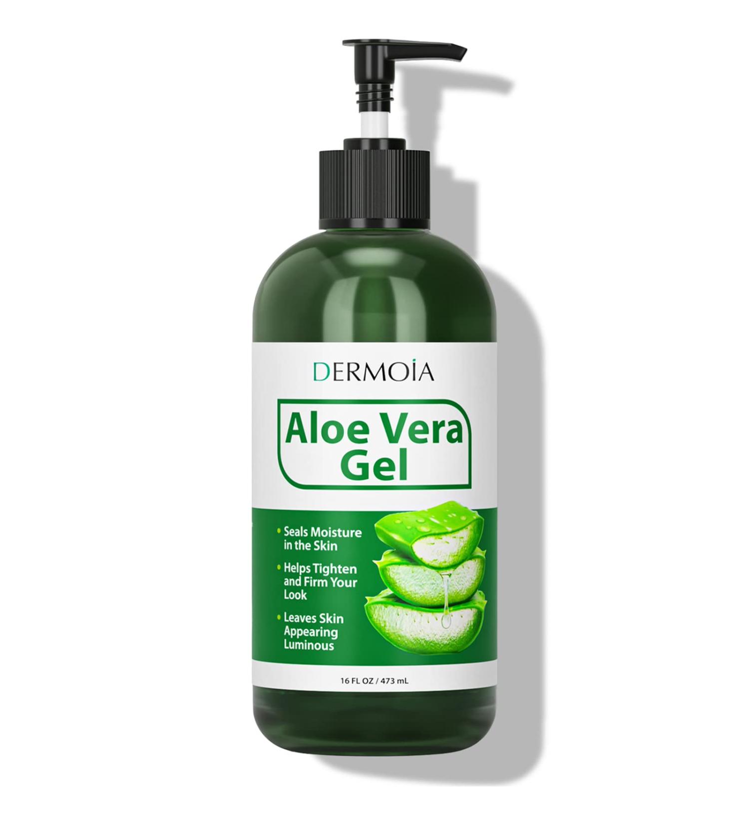 Organic Aloe Vera Gel 16 fl oz - Soothing Sunburn Relief & Acne Treatment - Hydrating & Moisturizing for Face & Body - Buy Online on GoSupps.com