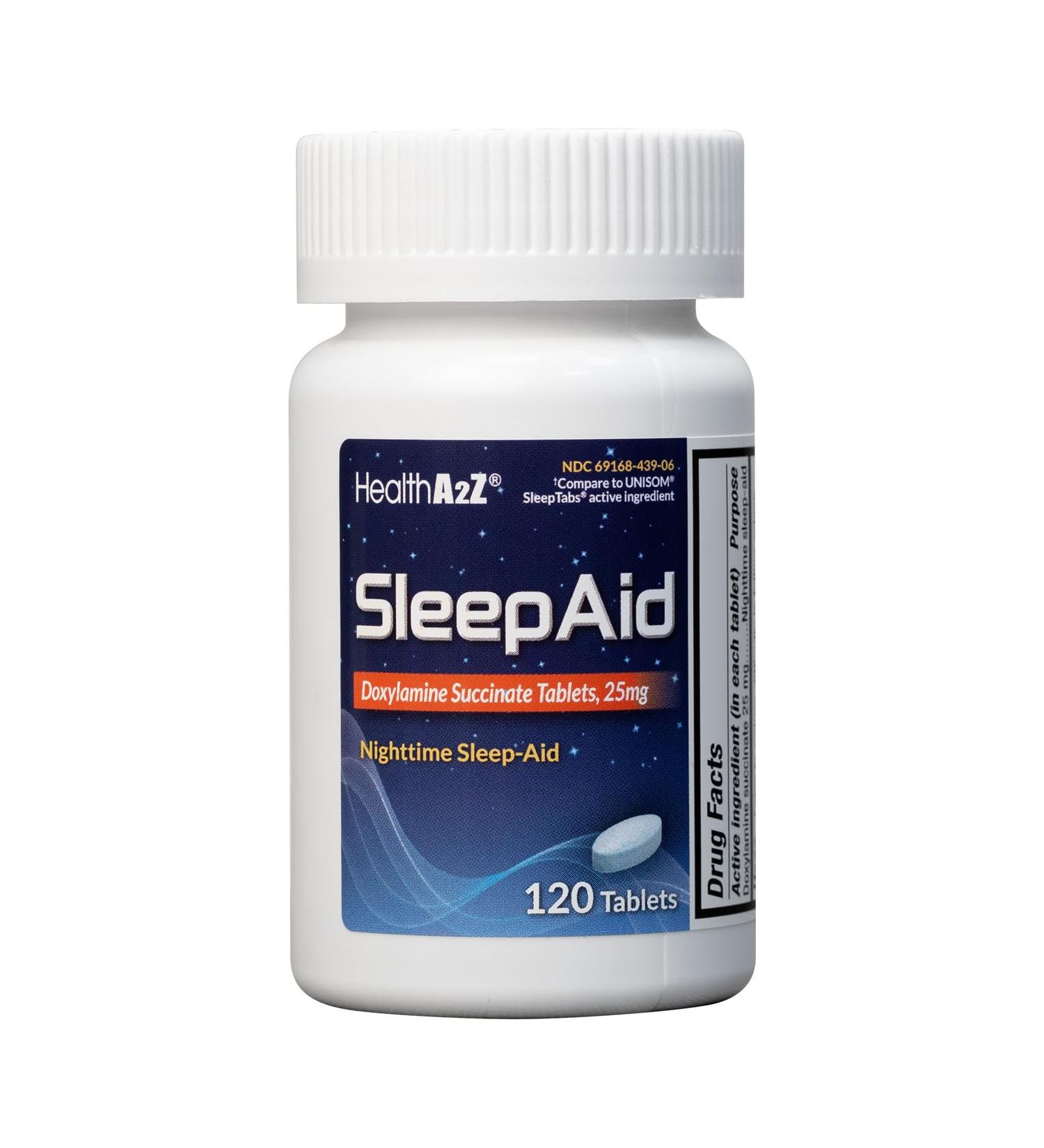 HealthA2Z Sleep Aid - Doxylamine Succinate 25mg | Non Habit-Forming | 120 Count - International Shipping Available - Buy Online on GoSupps.com