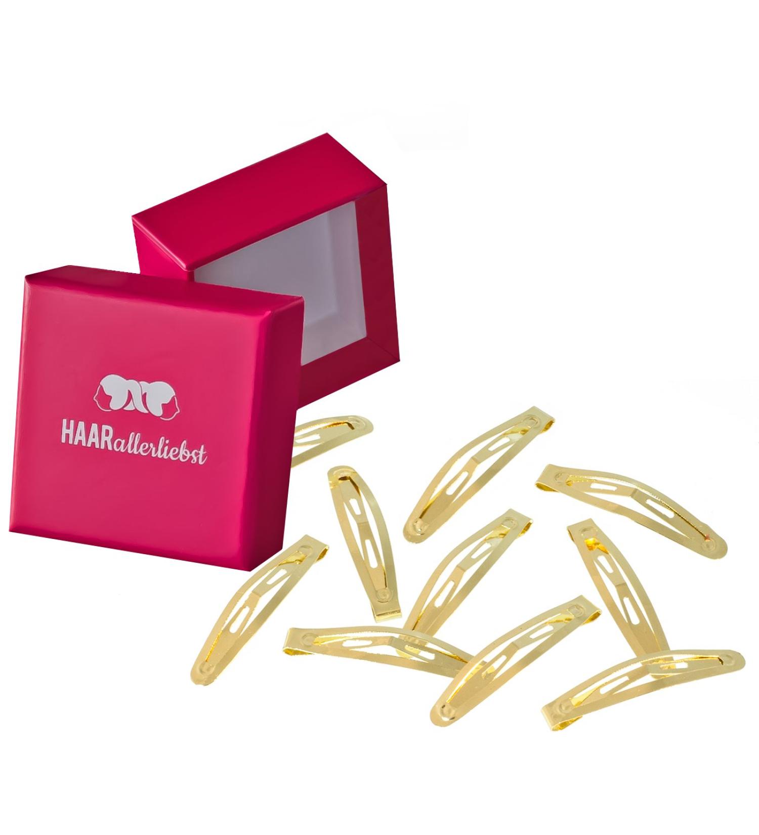 HAARallerliebst 10 pieces snap hair clips women - gold - 4 cm metal hair clips hair clip hair clip clips children hair clips hair clip with storage box for women girls men gold box color: pink