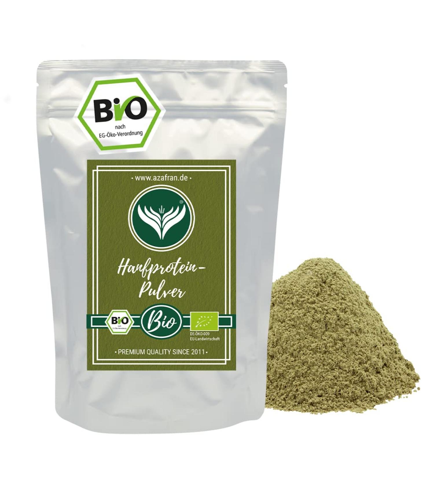 Buy Azafran Organic Hemp Protein Powder - Vegan 50% Protein 500g | Best Hemp Protein Supplier - Buy Online on GoSupps.com