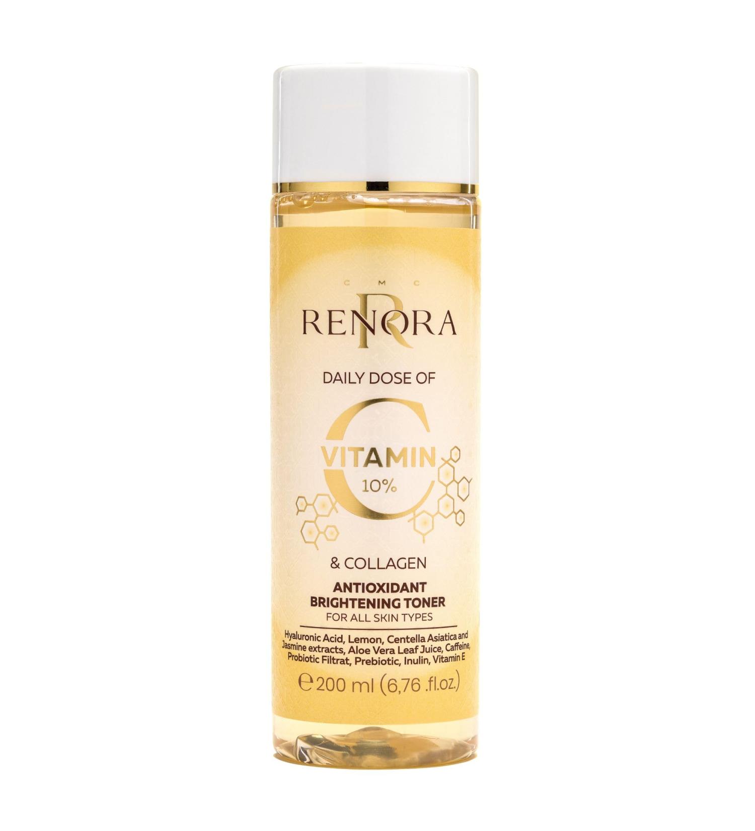  CMC R RENORA RENORA Antioxidant Brightening Toner with Vitamin C Collagen Hyaluronic Acid Centella Asiatica Aloe Vera Caffeine and Probiotics Revitalizing Cocktail Brightens Spots and - Buy Online on GoSupps.com