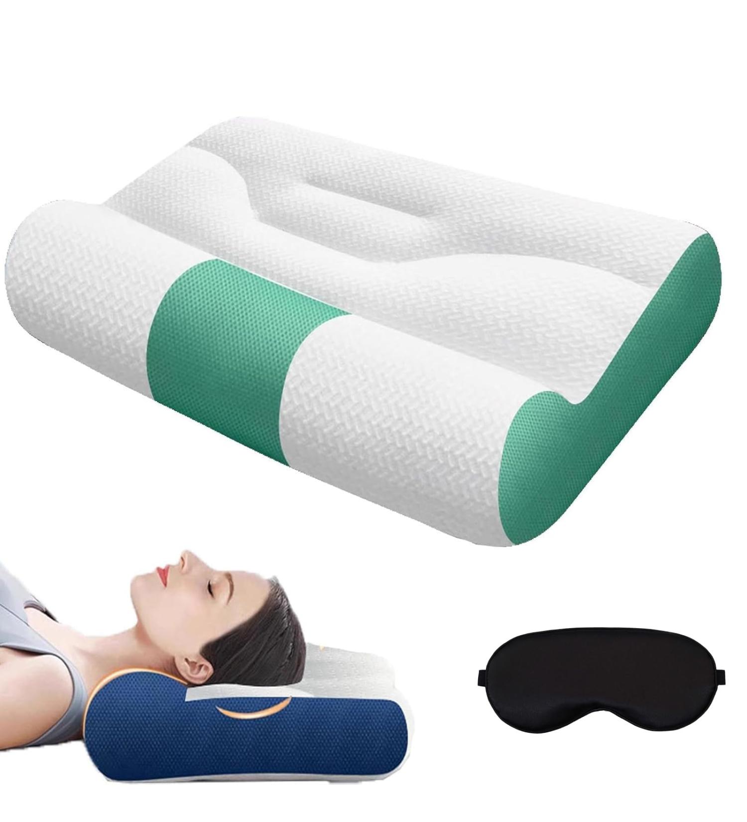 Cervical Support Goose Down Pillow Sleep Enhancing Cervical Support Comfort Goose Down Pillow Sleep Enhancing Cervical Support Pillow (Green 30 * 50cm) Green 30*50cm - Buy Online on GoSupps.com