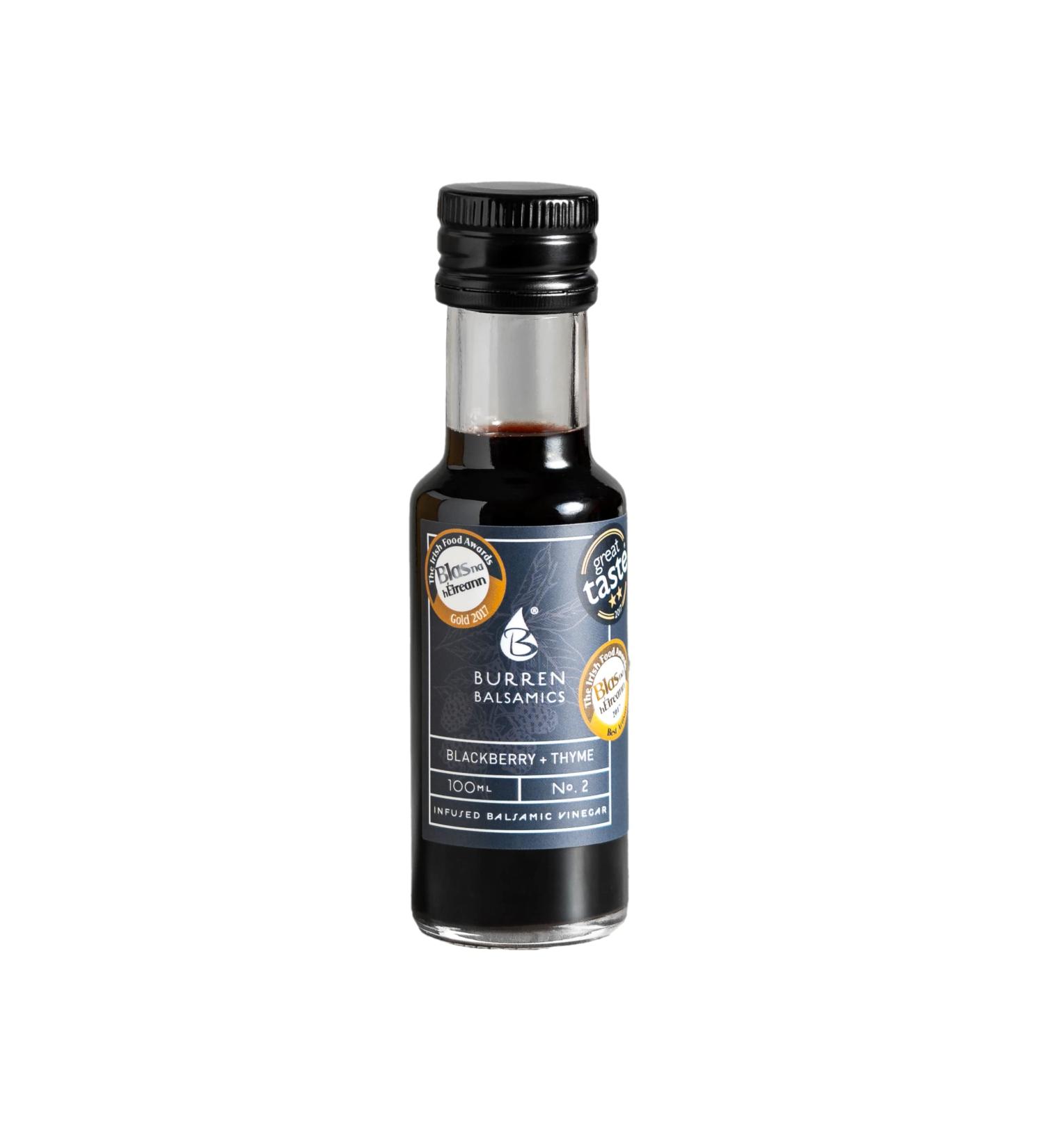 Burren Balsamics BlackBerry and Thyme Infused Balsamic Vinegar 100ml - Blackberry & Thyme Flavor - Buy Online on GoSupps.com