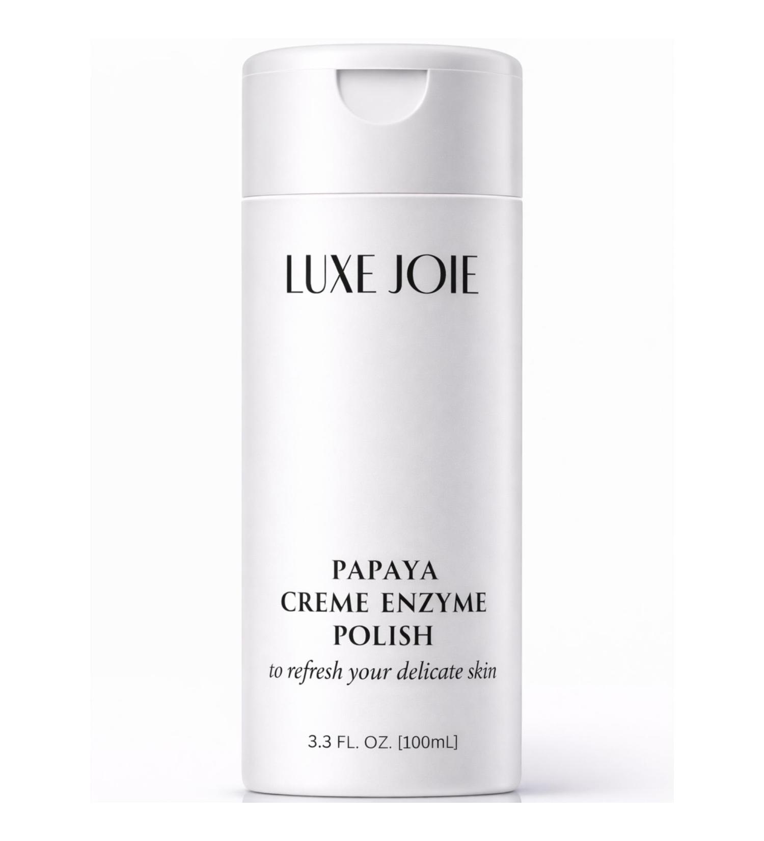 LuxeJoie Papaya Cr me Enzyme Polish Gentle Exfoliating Face & Body Scrub Papaya + Pineapple Enzymes Smooths & Softens For Face Neck & D collet 3.3 oz (100 mL)