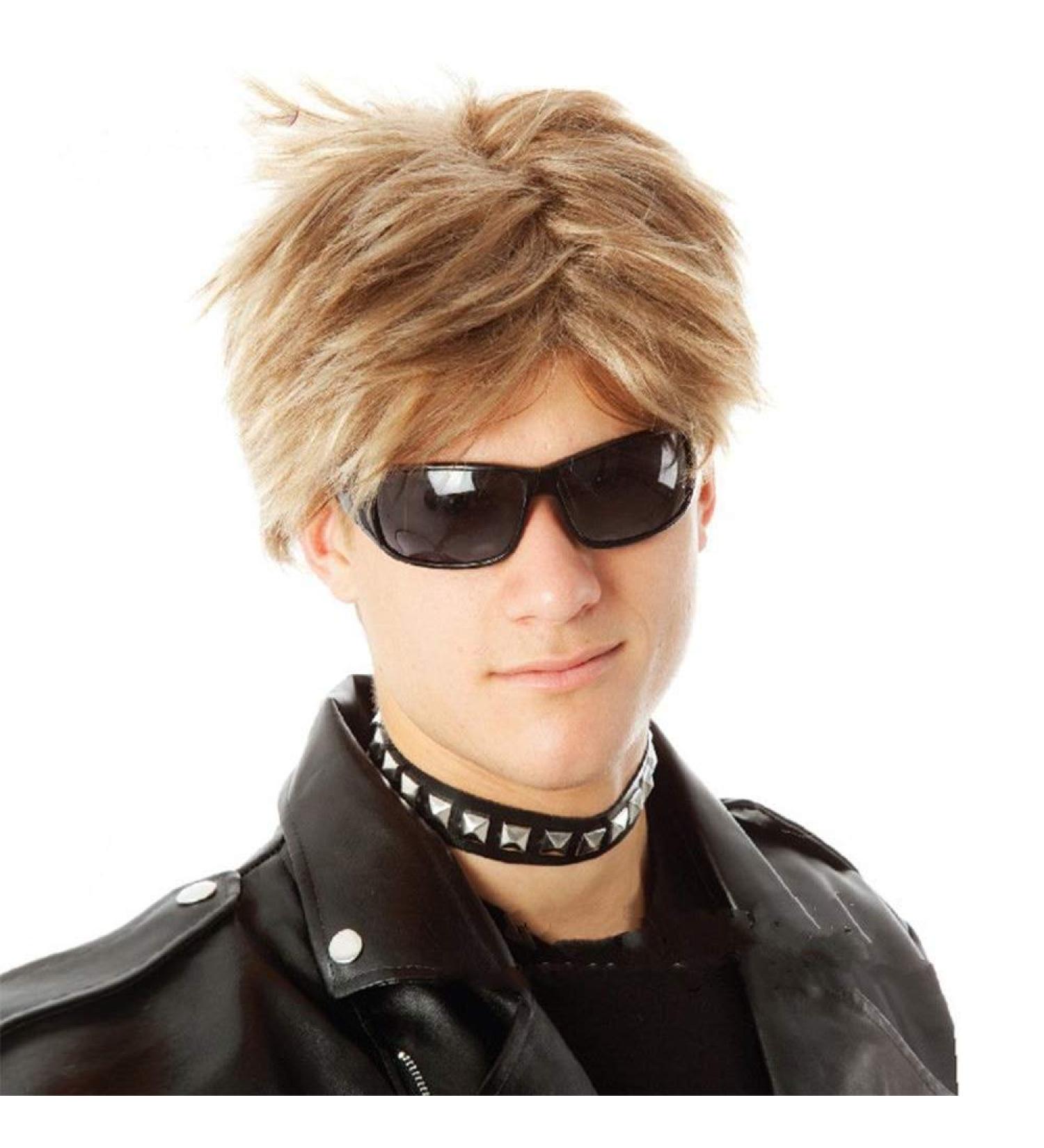 Hairpieces Performance Party Festival Gold Brown Male Wig Short Hair Straight Wig Fluffy Handsome European and American Boys Wig