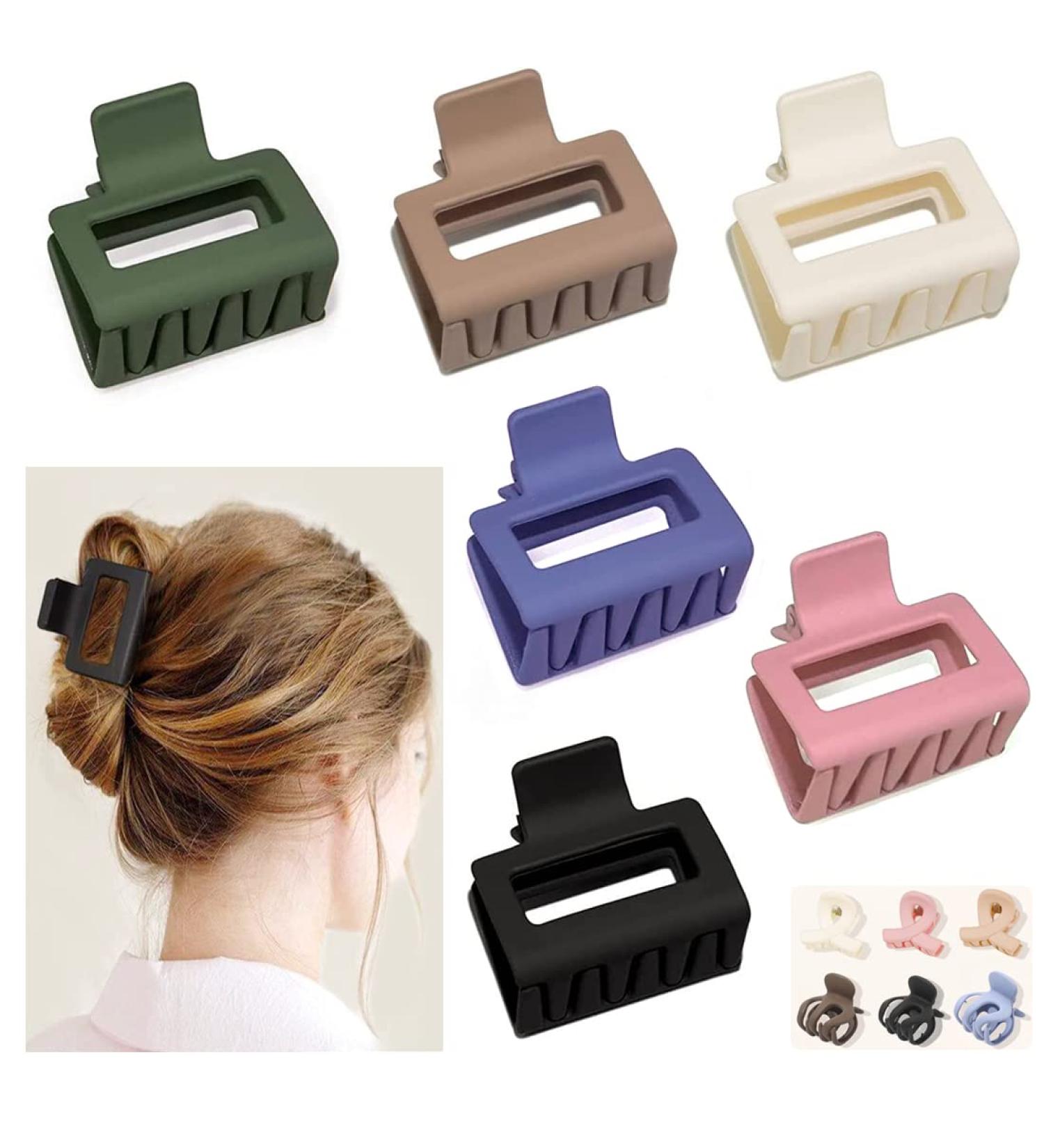 6 PCS Medium Claw Hair Clips Set for Women and Girls - Matte Square Small Clips for Thin & Thick Hair - Nonslip Neutral Rectangle Jaw Clip - Buy Online on GoSupps.com
