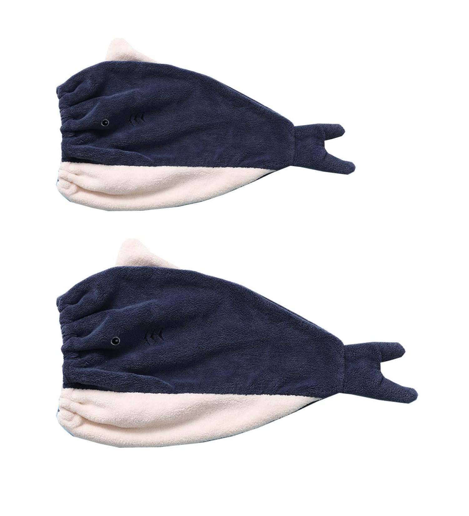 Microfiber Hair Drying Towels - Cute Dark Blue Fish Motif for Mothers & Daughters | Ultra Absorbent Towel for Fast Hair Drying - Buy Online on GoSupps.com