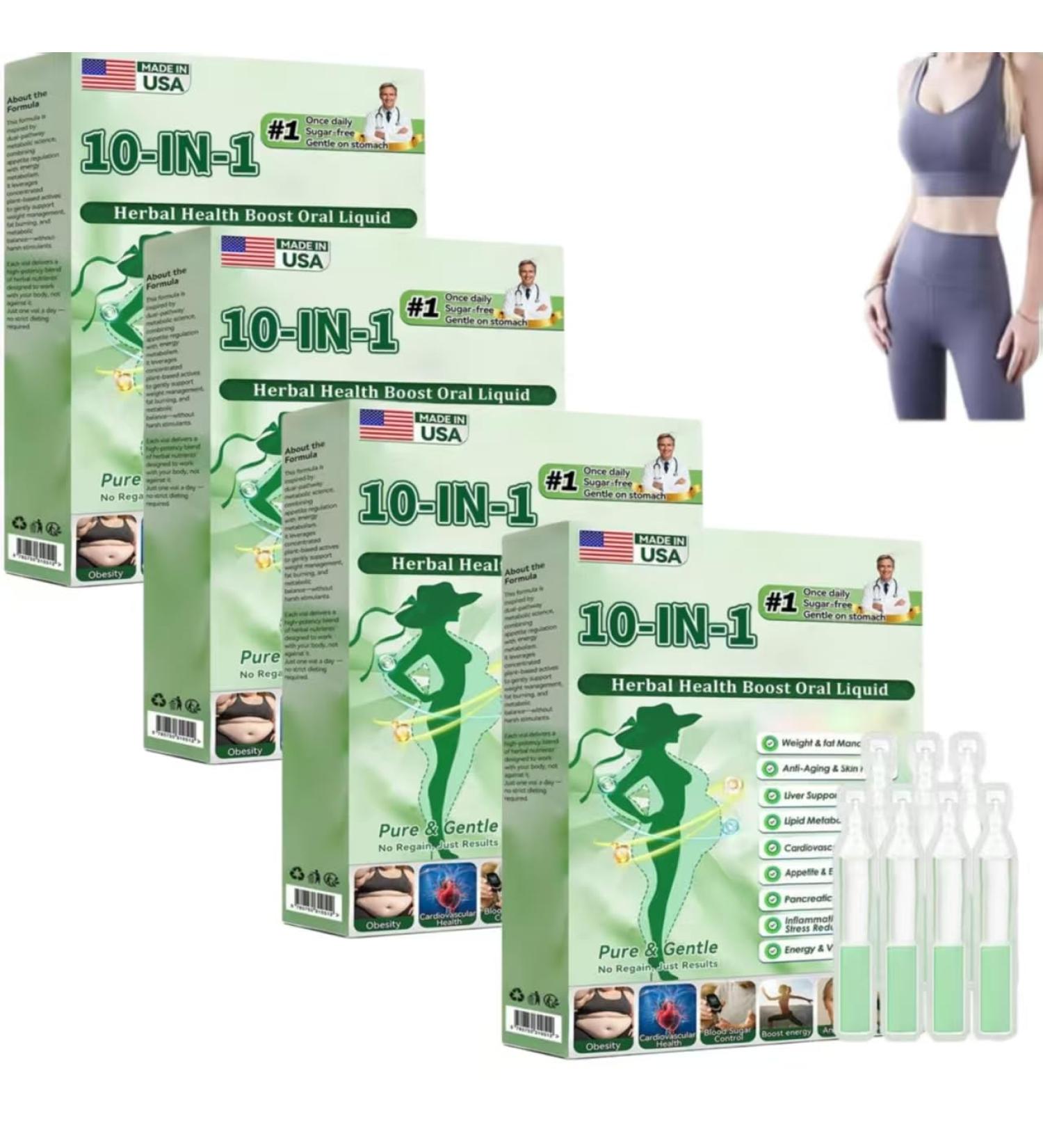 2025 New10-in-1 Herbal Health Boost Oral Liquid Advanced Herbal Health Solution Oral Liquid for Women and Men Natural Supplement Drops - Promote Intestinal Digestio (4 Boxes) - Buy Online on GoSupps.com