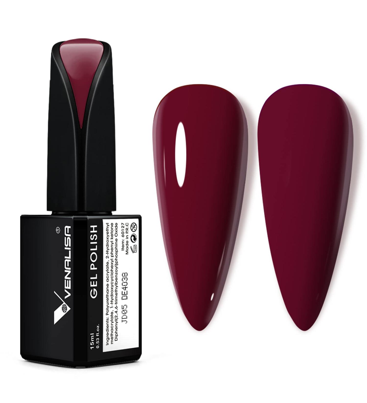VENALISA 15ml Dark Red Gel Nail Polish | Burgundy Claret-Red Soak Off UV LED Nail Gel for DIY Manicure & Nail Art - Buy Online on GoSupps.com