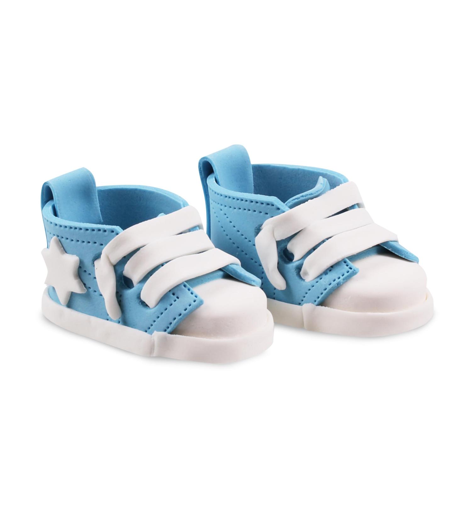 Bombasei Handmade Blue Sugar Fondant Baby Shoes - 2 Pieces 150g | Perfect for Cake Decoration & Gifts for Girls - Buy Online on GoSupps.com