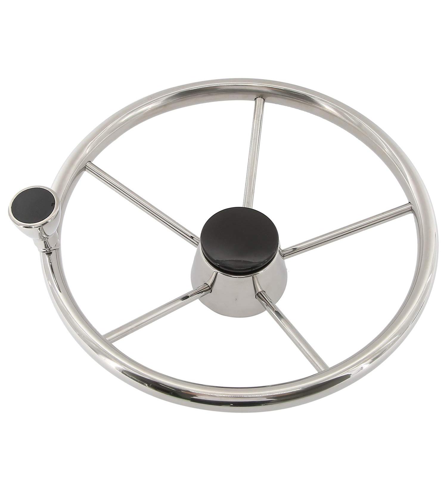NovelBee 13-1/2 Stainless Steel Boat Steering Wheel with Control Knob and Cap - 5 Spoke Design - Buy Online on GoSupps.com