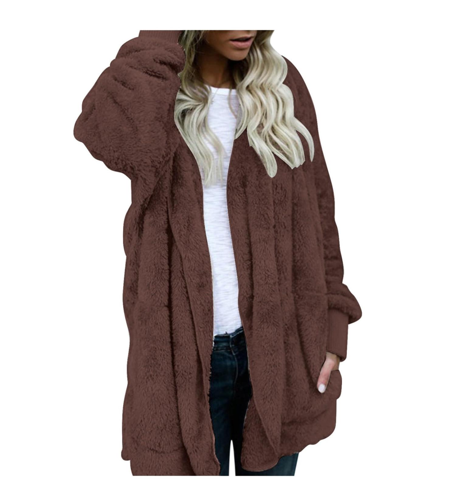 Hanxiulin Women's Fleece Jacket - Plush Long-Sleeved Stand-Up Collar Winter Coat - Cozy Quilted Bomber in Coffee #1 XL - Buy Online on GoSupps.com