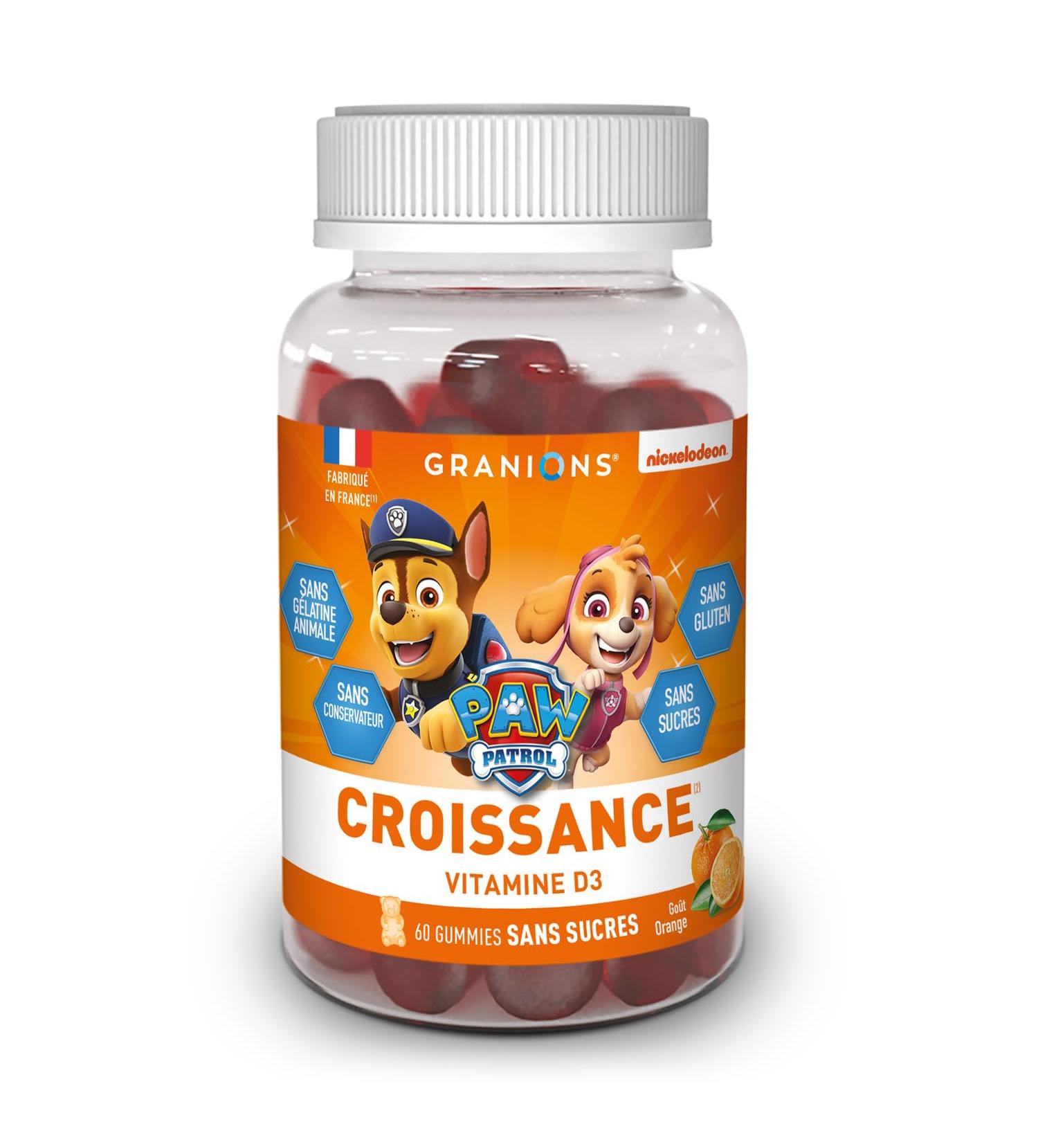 GRANIONS GRANIONS GROWING Gummies | Food Supplement | Growth Muscle Function | Vitamin D3 Iodine | Orange Taste | No Animal Gelatin No Sugars | Made in FR | 60 Gummies - Buy Online on GoSupps.com