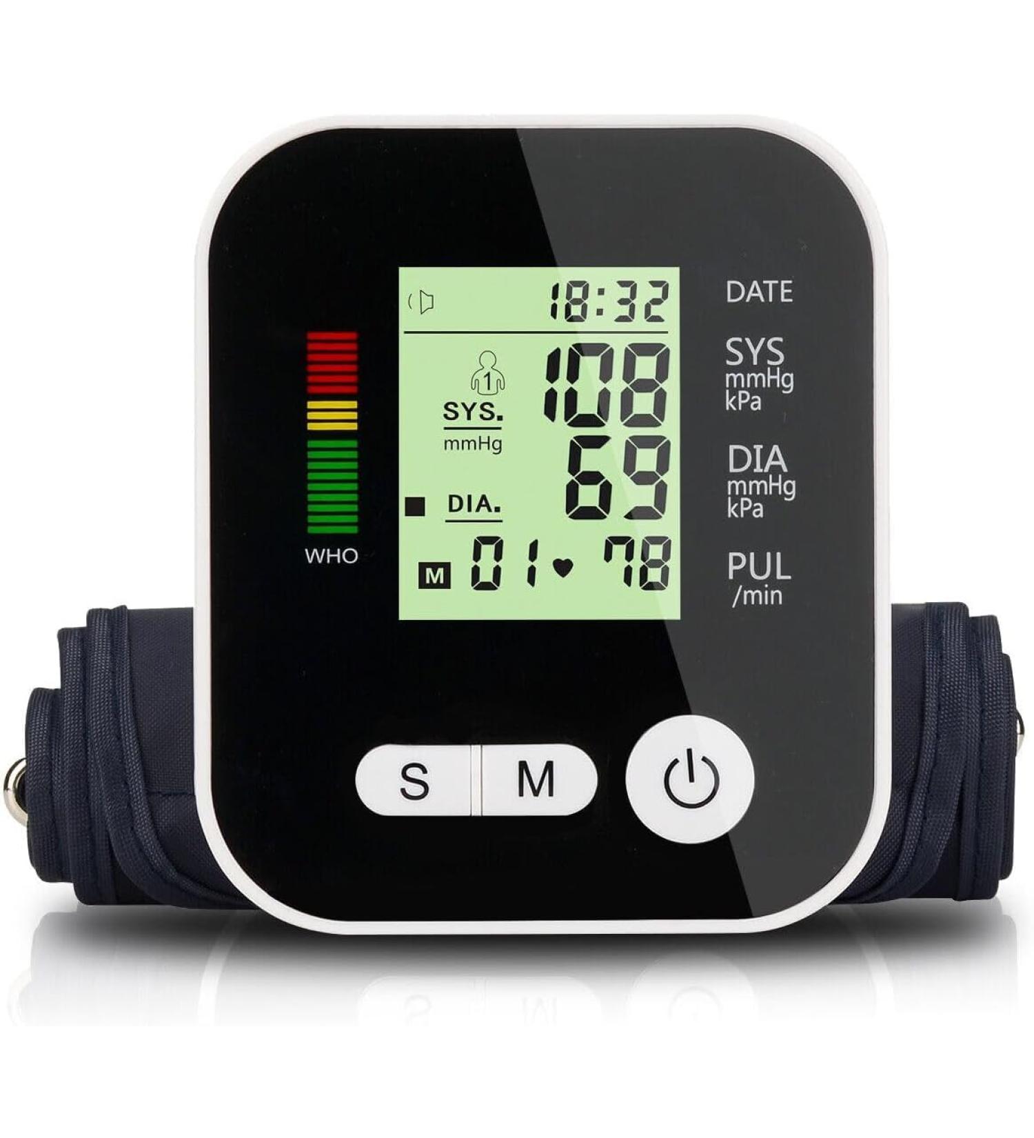 Blood Pressure Monitor with Pulse Rate Detection - Large LCD Display - BP Cuff Kit Included - Accurate Home Blood Pressure Monitor (Black) - Buy Online on GoSupps.com