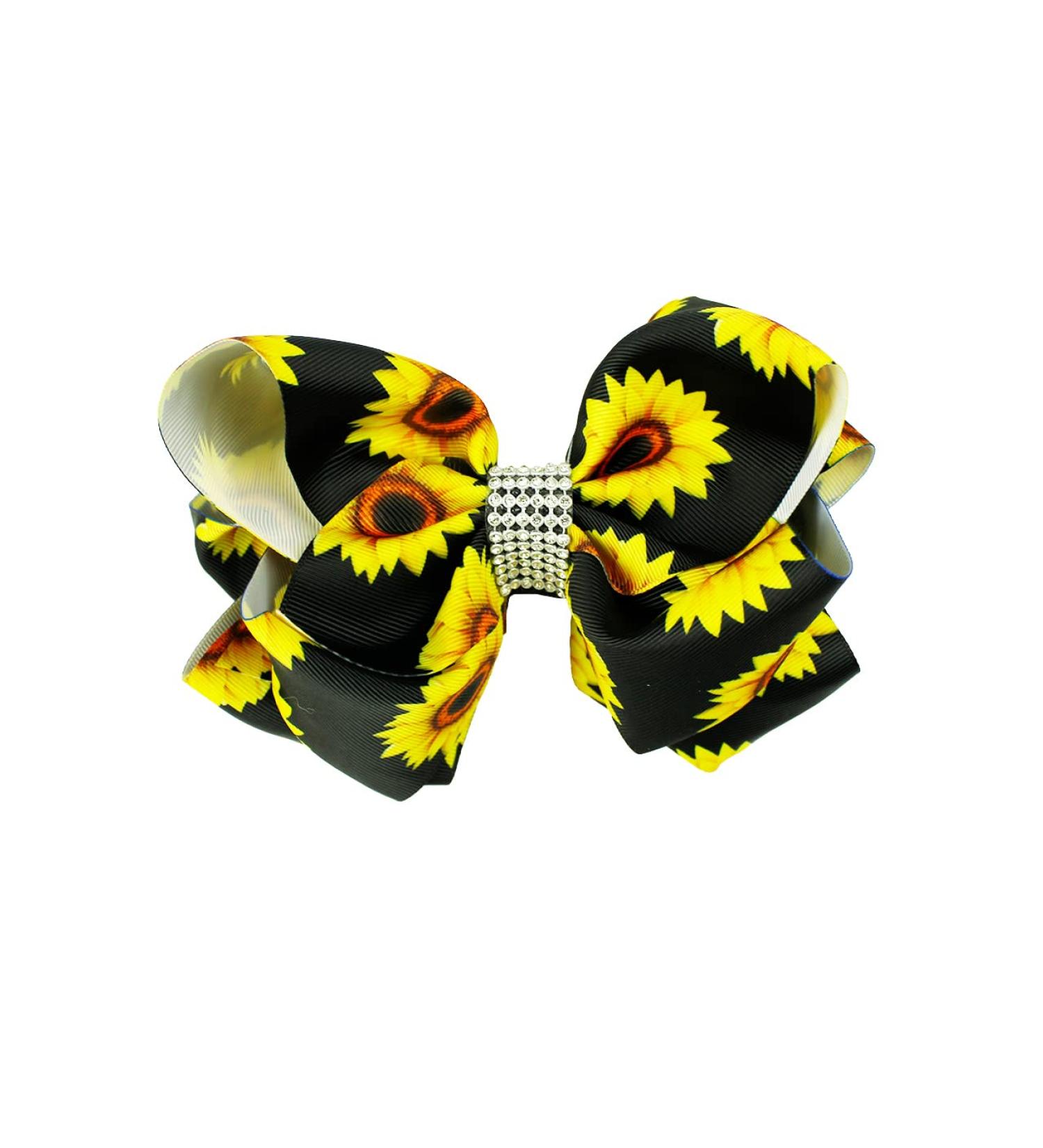 Sunflower Big Bow Clips for Girls - Jumbo Hair Bow Pin BBG56 (Black) - Buy Online on GoSupps.com