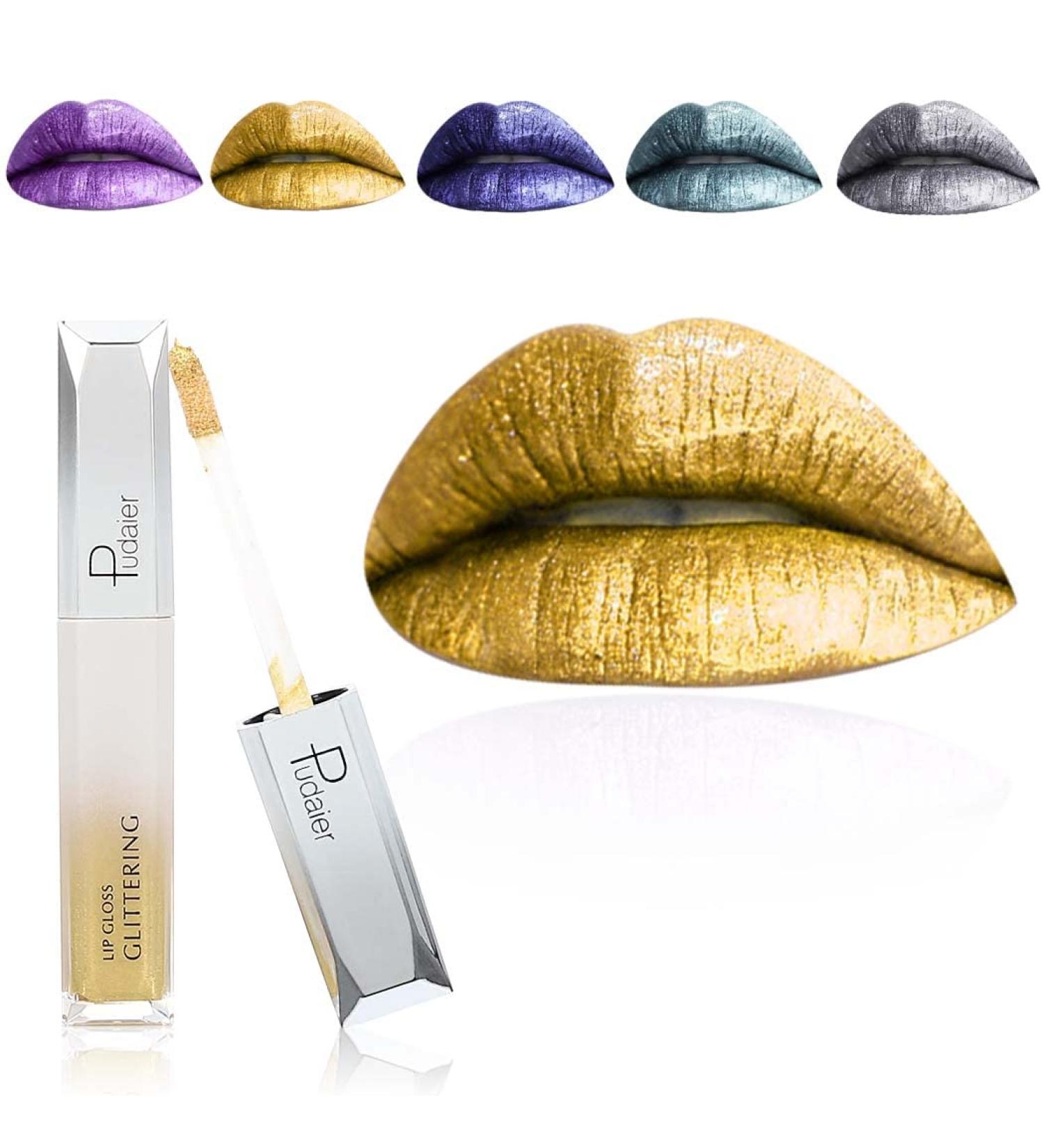Kilshye Glitter Lipstick - Matte Liquid Metallic Lip Glaze in D-Gold 5 | High Pigment, Long Lasting, Waterproof Lip Makeup for Women and Girls - Buy Online on GoSupps.com