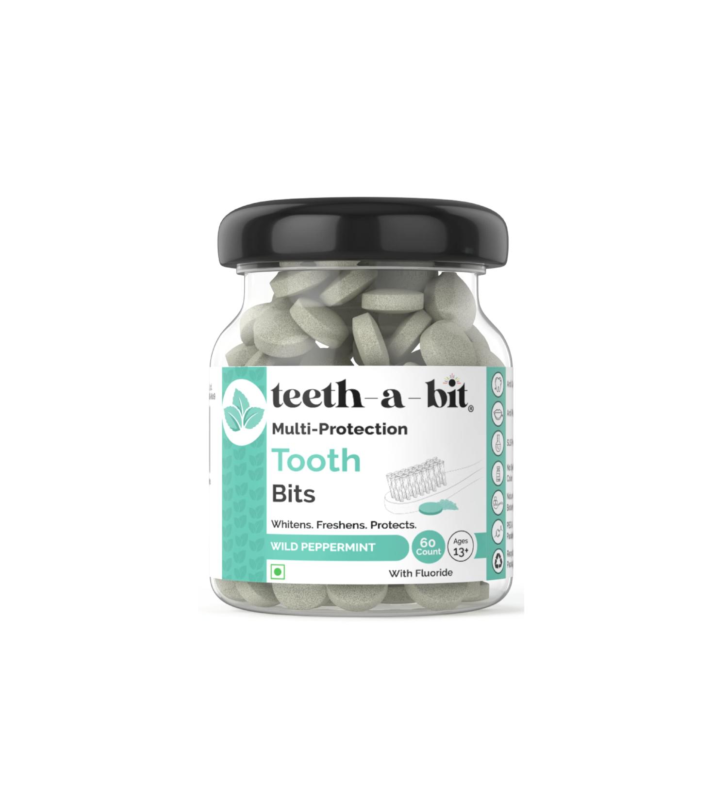 Multi-Protection Peppermint Tooth Bits - SLS Free Plant Based Toothpaste Tablets (60 Count) | Eco-Friendly Dental Care | International Shipping - Buy Online on GoSupps.com