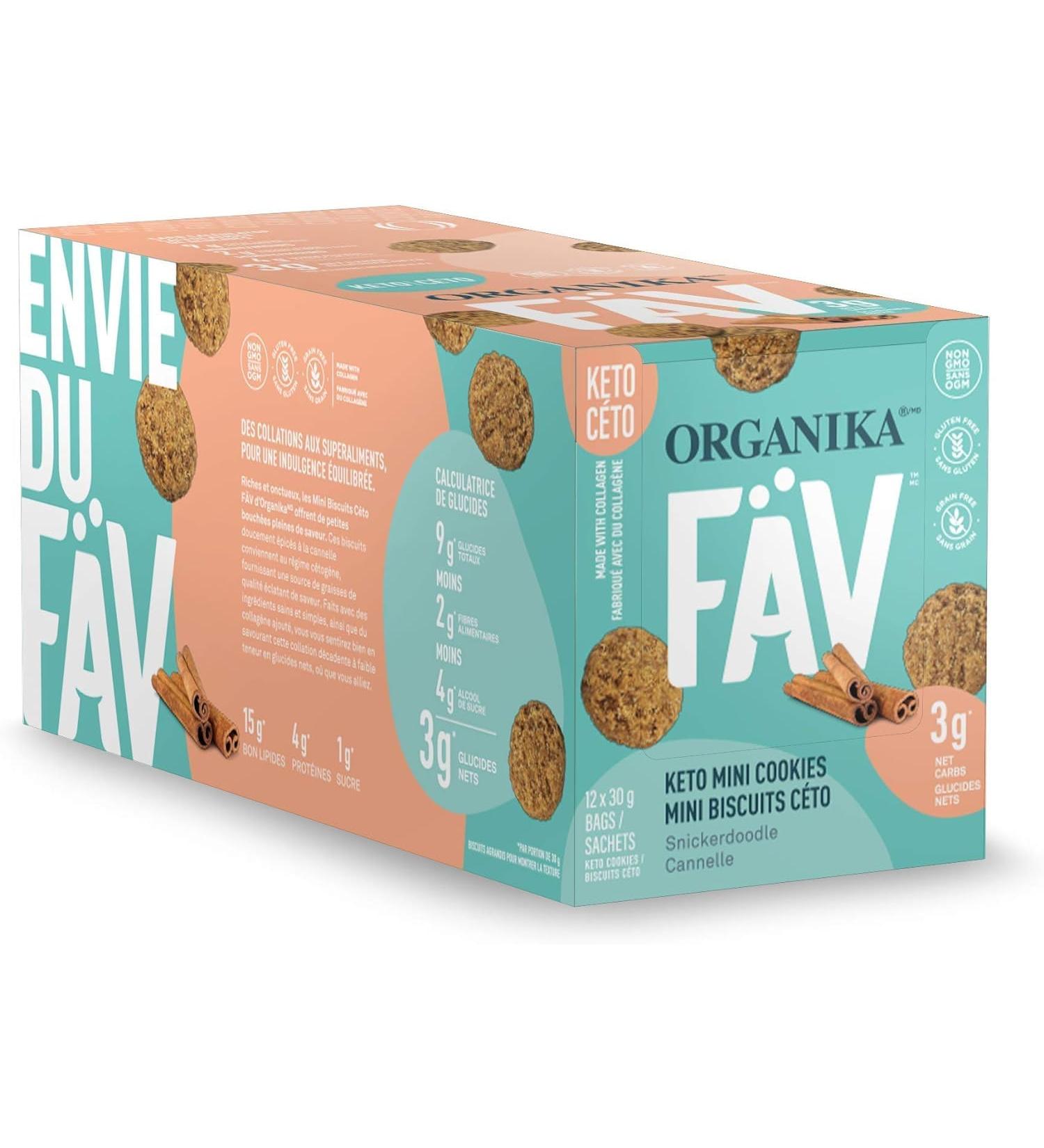Organika Fav Keto Mini Cookies - Snickerdoodle 30 G X 12 Sachets Snickerdoodle 30 g (Pack of 12) - Buy Online on GoSupps.com