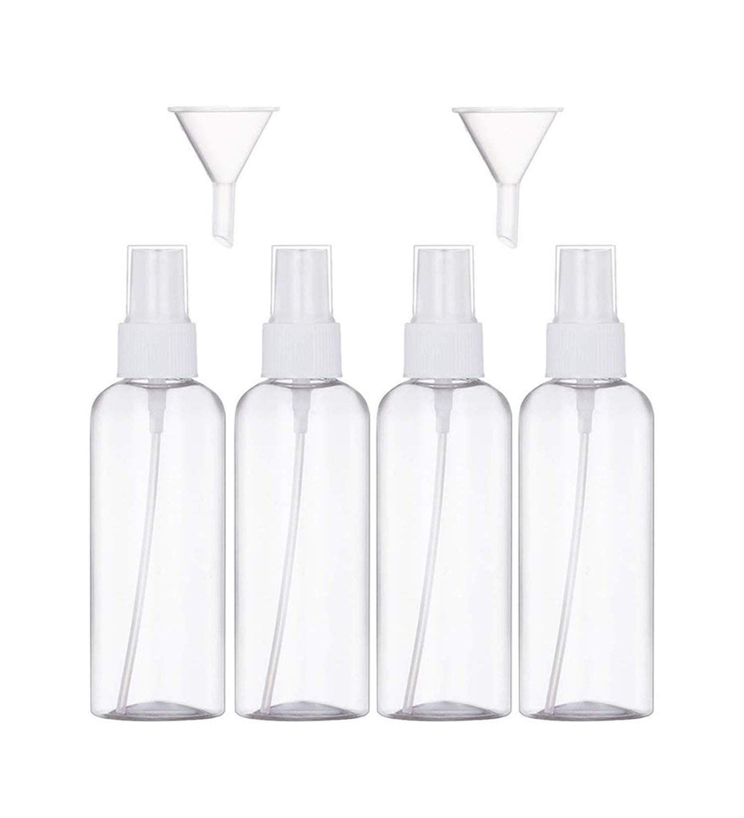 4Pcs 100ml Spray Bottle Empty Plastic Fine Mist Travel Atomiser Set with 2 Funnels & 12 Labels - Clear Refillable & Reusable Bottle Toiletries Liquid Containers for Cosmetic Make-up by JamHooDirect - Buy Online on GoSupps.com