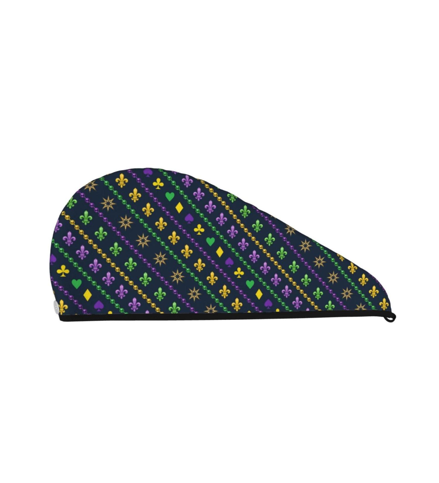 Buy Mardi Gras Bead Hair Towel Wrap - Quick Drying Button Turban for Effortless Hair Care - Buy Online on GoSupps.com