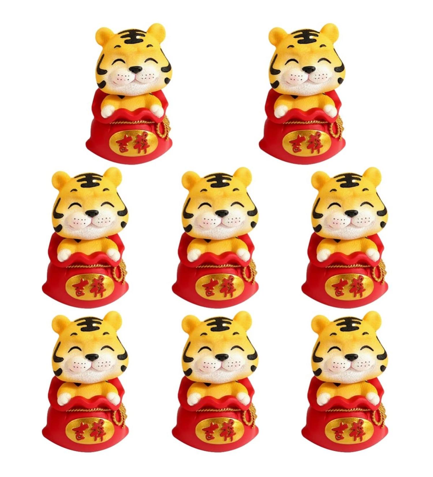 Beavorty 8 pcs year of the tiger bobble head ornament 2022 new gift Lovely Tiger Decoration chinese new year ornaments 2022 good luck statue 2022 Ornament office the sign desktop resin Red 1x8pcs 6X6X9.5CMx8pcs - Buy Online on GoSupps.com