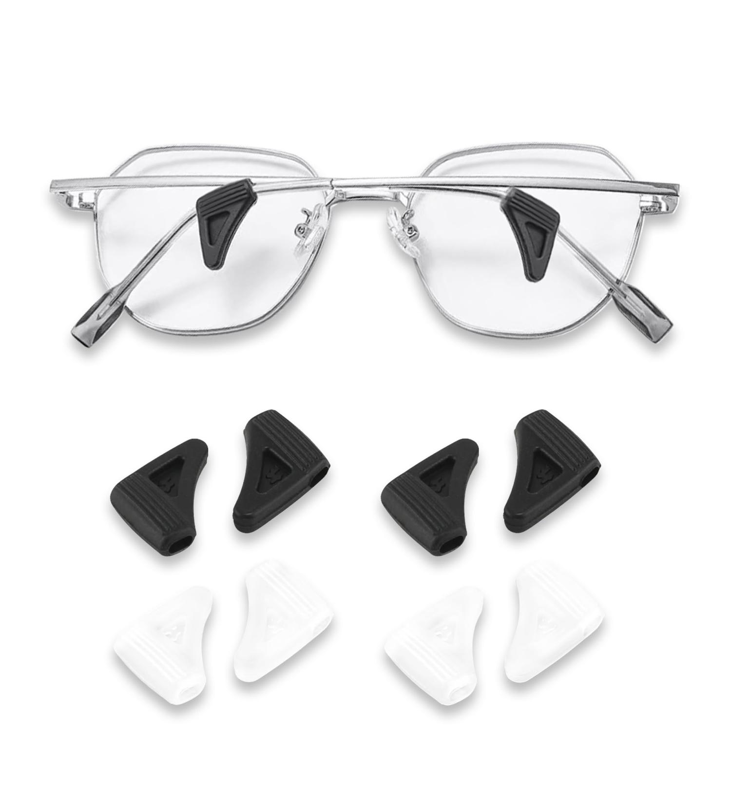 Ubrave Triangle Non-Slip Glasses Ear Hooks - Silicone Comfort Holders for Sports & Running (2 Black 2 Transparent White) - Buy Online on GoSupps.com
