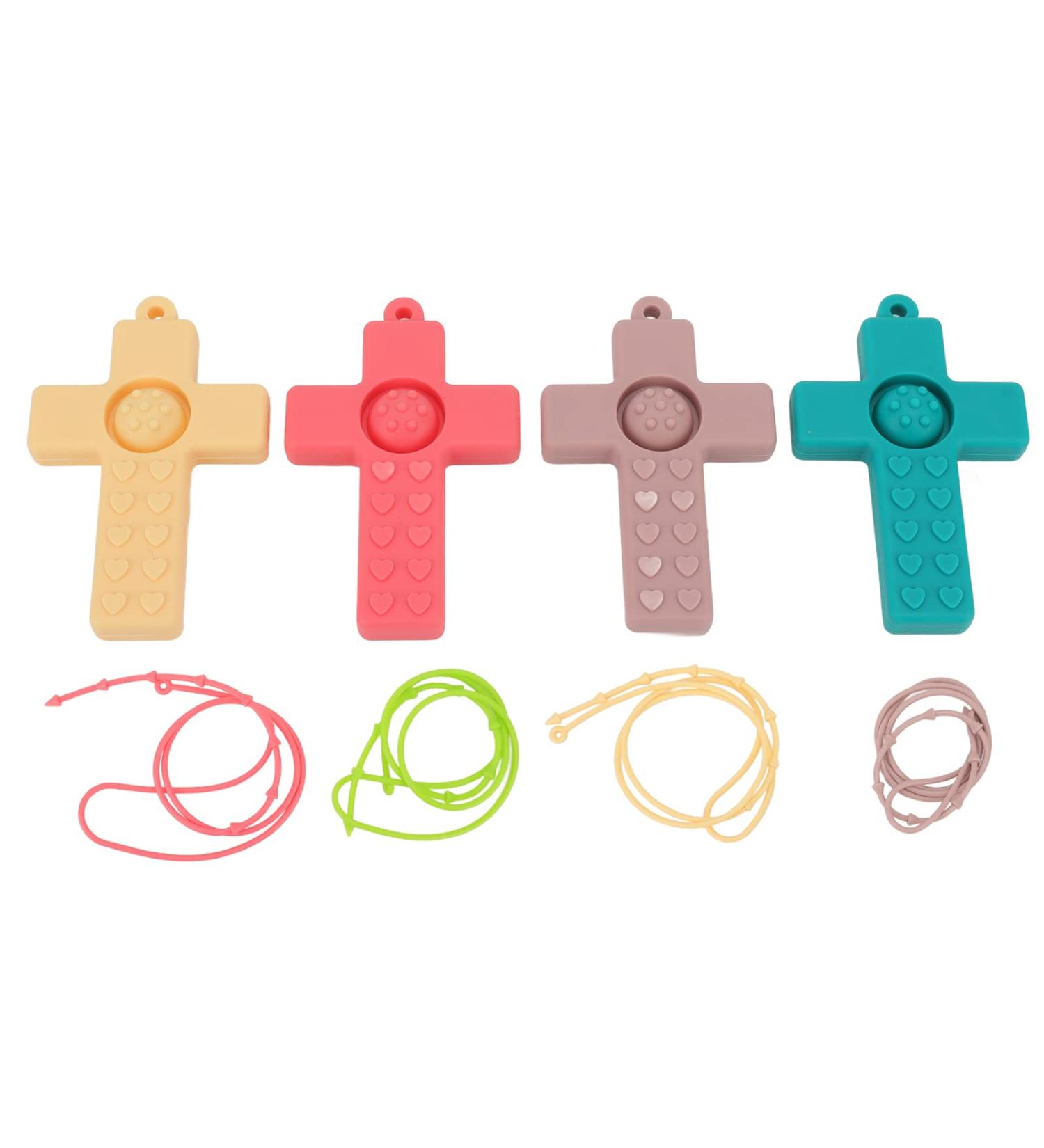 Vgeby Silicone Baby Bite Ring Toys - 4-Part Teething Relief | Safe Calming Chew Toys for Infants - Tactile Training for Wounded Gums - Buy Online on GoSupps.com