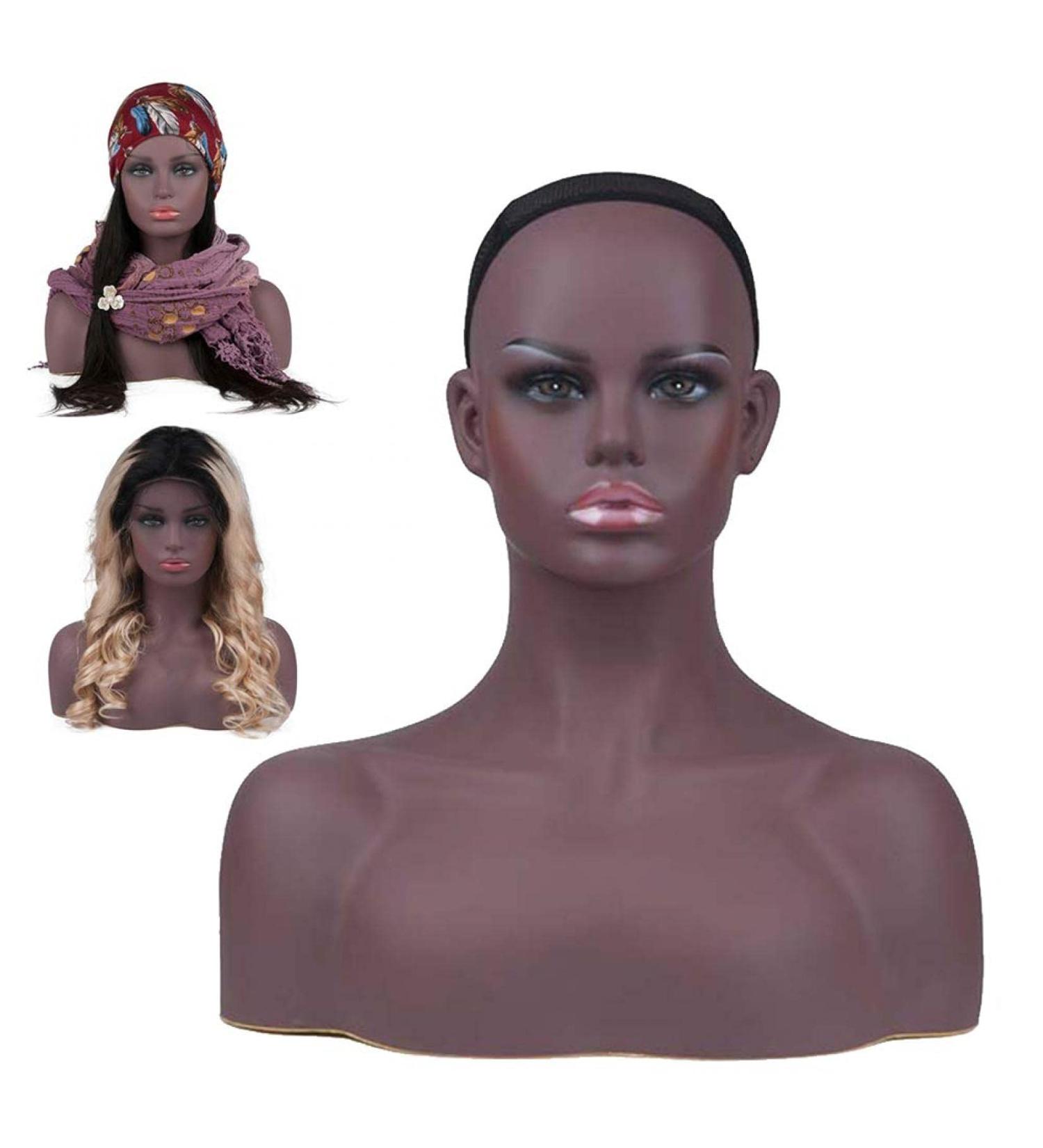 Ruixflr Female Model Head with Shoulders | PVC Shop Window Doll for Wigs Hats Scarves & Accessories - Buy Online on GoSupps.com