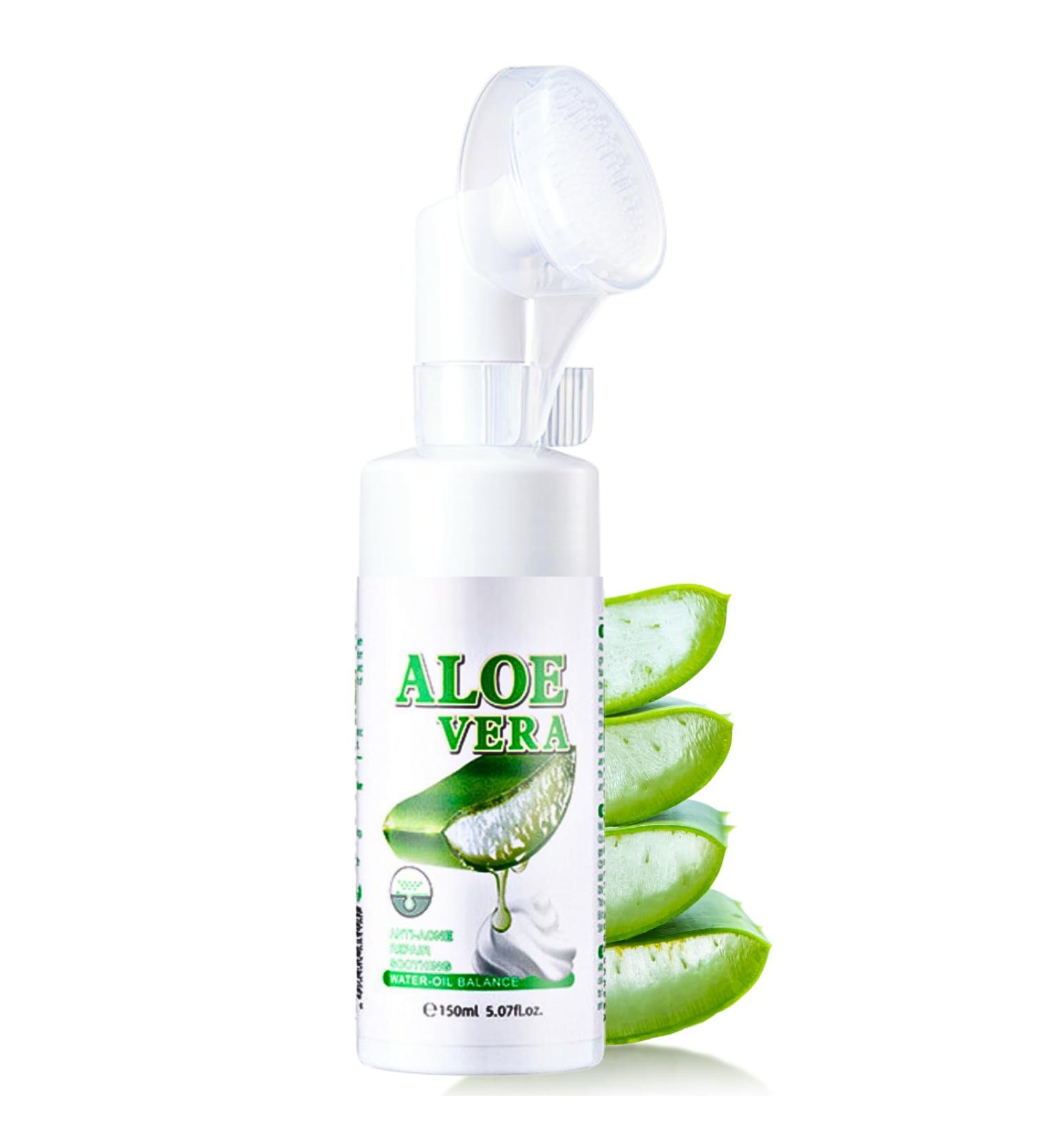 Trendyfave Aloe Vera Gel Foaming Cleanser Face Wash Natural Acne Face Wash Built-In Silicone Cleaning Brush For Acne Prone & Oily Skin Exfoliating Face Wash - Soothe Purify Facial Skin Care - Buy Online on GoSupps.com