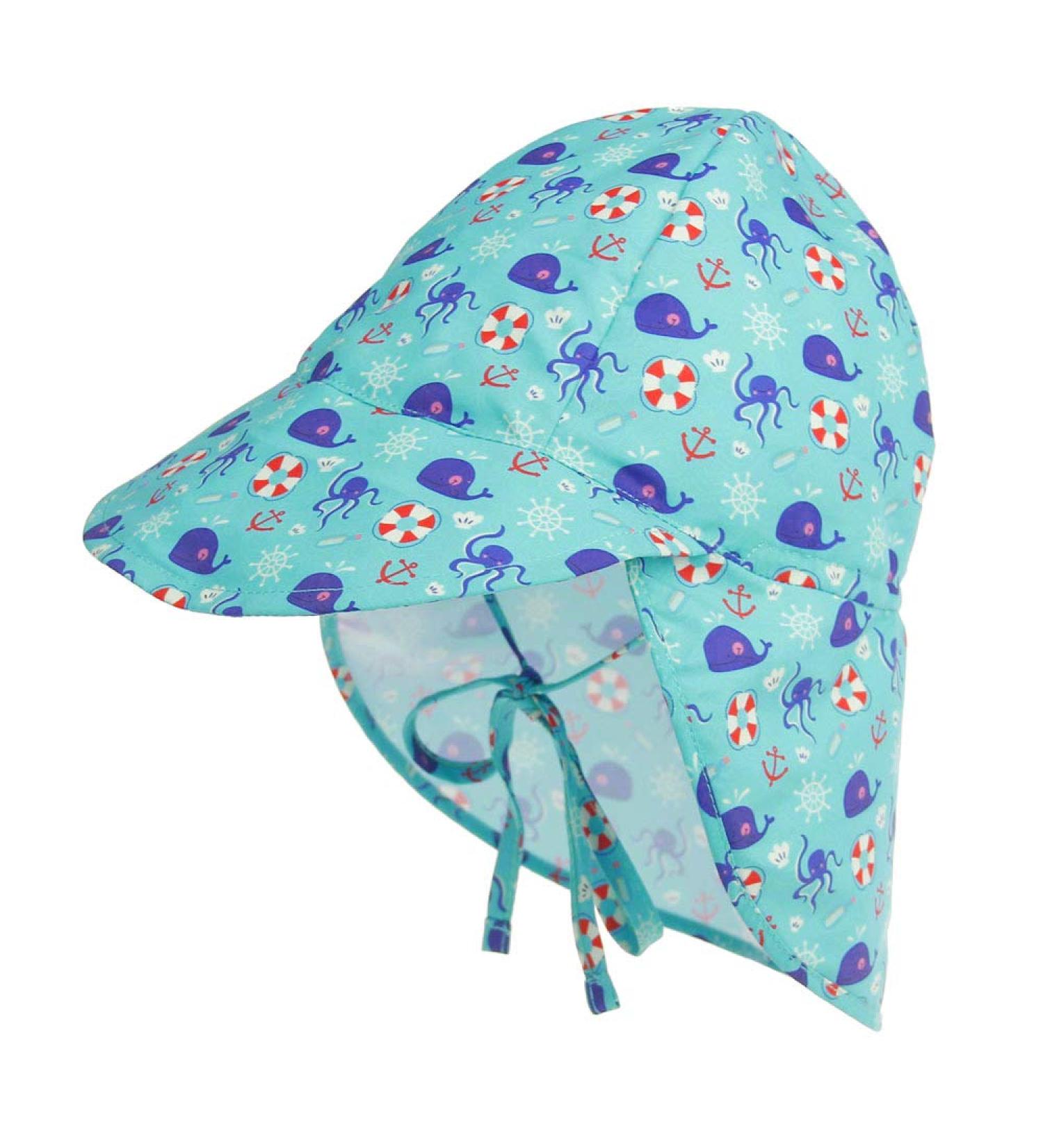 LACOFIA Baby Sun Protection Beach Hat Toddler Super Soft Adjustable Flap Cap Kids Summer Visor Cap 2-5 Years A-Octopus