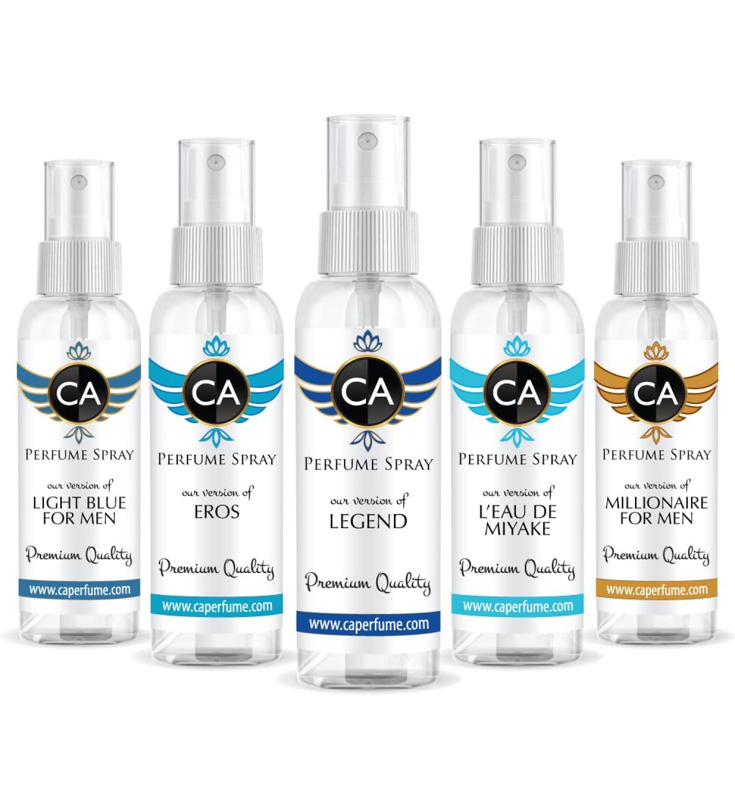 CA Perfume Modern Type Men Set Impression of (L'eau Miyake + Eros + Legend + Light Blue + Millionare for men) Fragrance Sample Travel Size Parfum Sprayer (2 Fl Oz/60 ml) x 5 - Buy Online on GoSupps.com