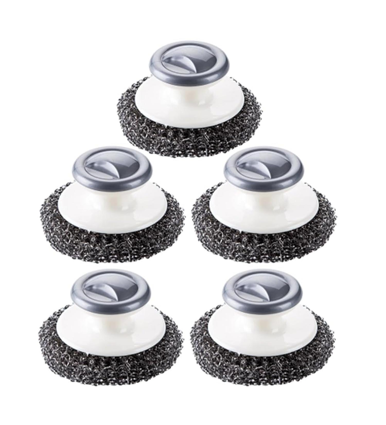 ecaqlin 5Pcs Stainless Steel Scrubber with Handle Heavy Duty Dish Scrubber Cleaning Brush for Pots Pans Reusable - Buy Online on GoSupps.com