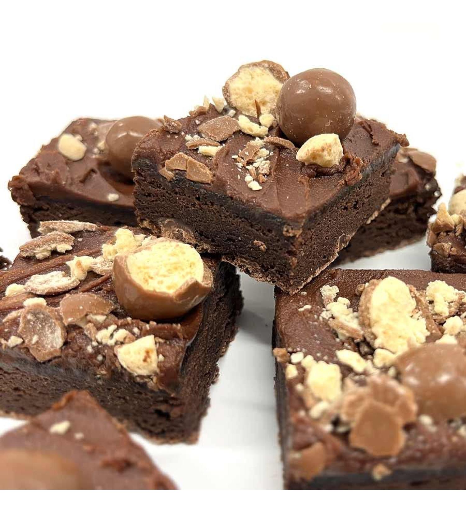 Malteser Chocolate Fudge Letterbox Brownie Serves 9. Perfect for Birthdays Get Well Soons Well Dones or just Because. Handmade and Baked by bakerdays!