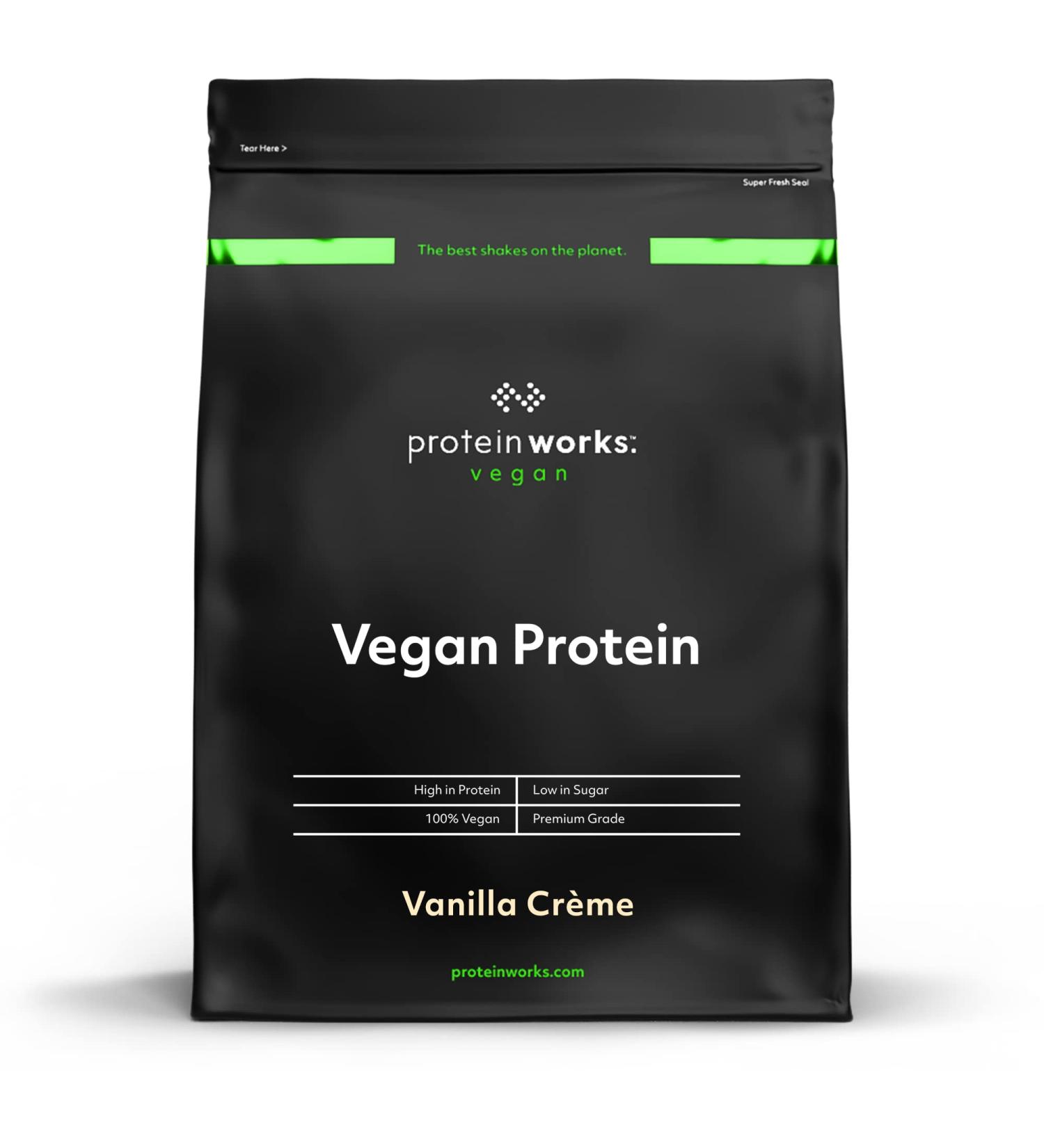 Vegan Protein Powder - 100% Plant-Based Gluten Free Low Fat - Vanilla Cream - Protein Works 1kg - Buy Online on GoSupps.com