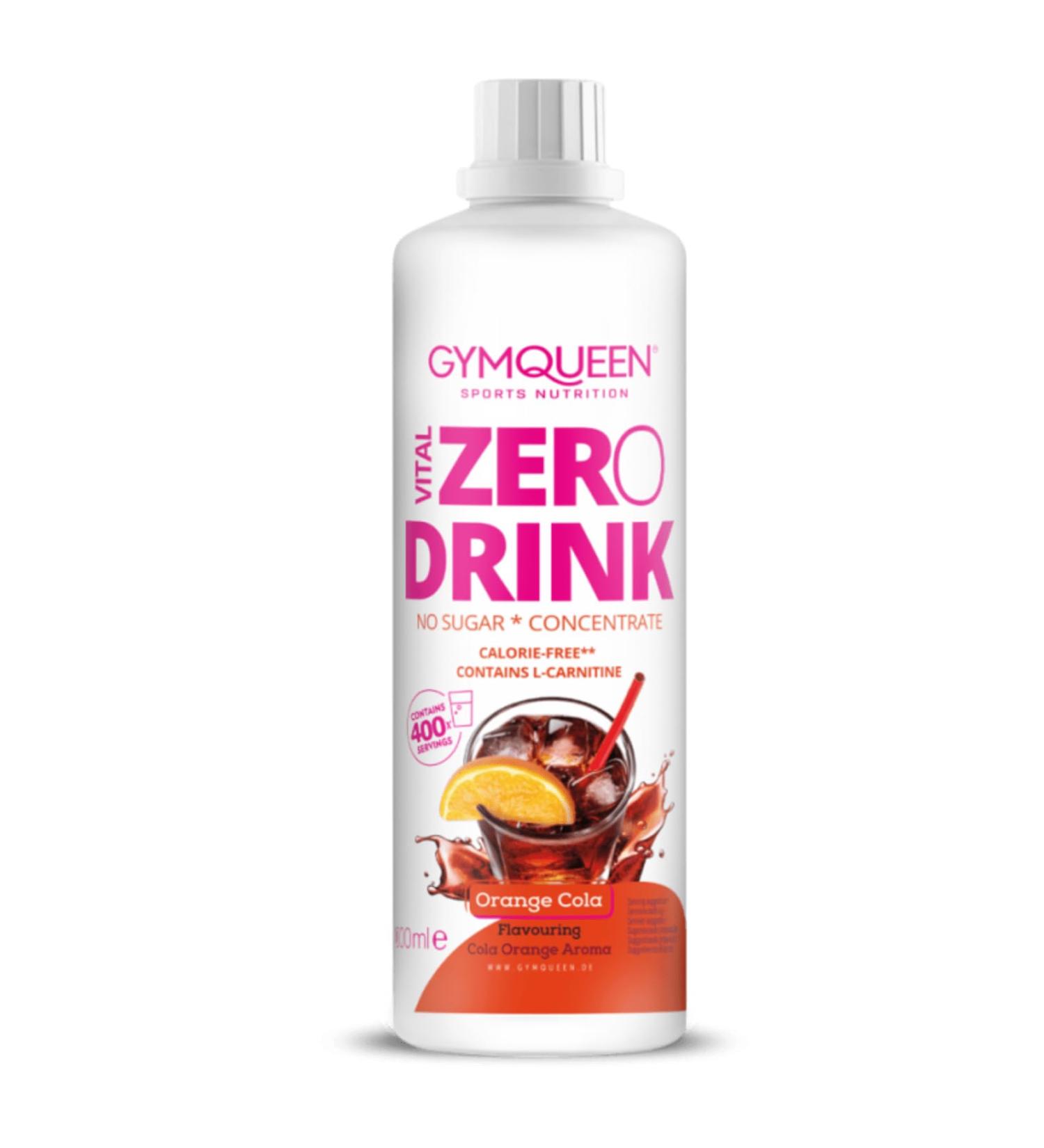 Buy Gymqueen Zero Drink Cola Orange 1000ml - Low-Calorie Sugar-Free Beverage Concentrate with B-Vitamins & Carnitine | Refreshing Cola Orange Syrup for Healthy Drinks - Buy Online on GoSupps.com