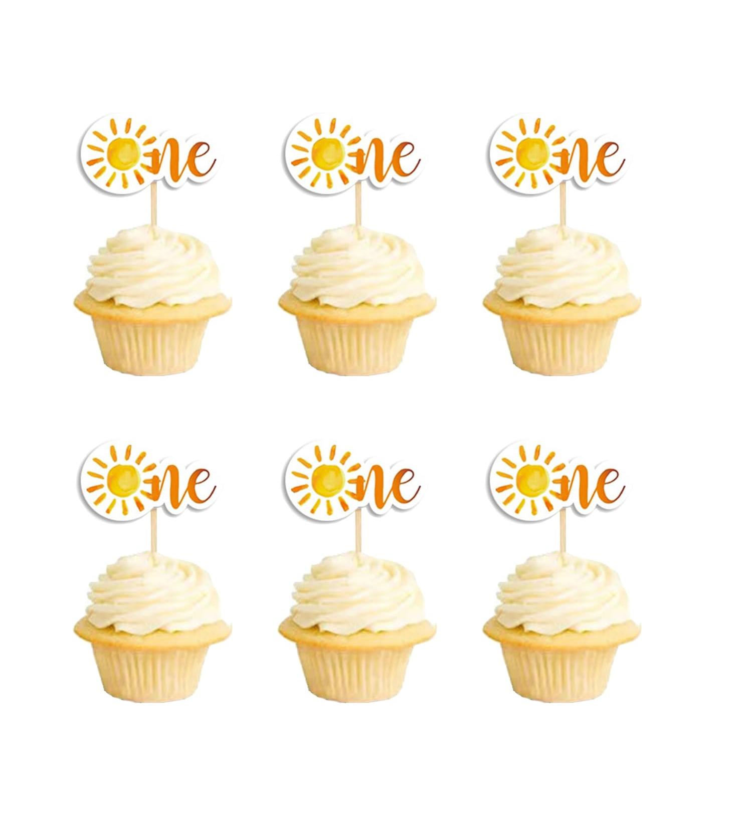 24 PCS Sunshine One Cupcake Toppers You are My Sunshine First Birthday Cupcake Picks for Baby Shower Birthday Party Cake Decorations Supplies - Buy Online on GoSupps.com