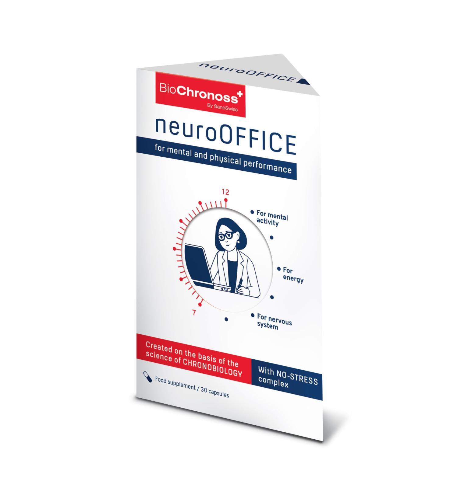 neuroOFFICE by BioChronoss for Mental and Physical Performance - with NO-Stress Brain-ON Amin-ON Complexes - Developed Based on the Science of Chronobiology - 30 Capsules - Buy Online on GoSupps.com